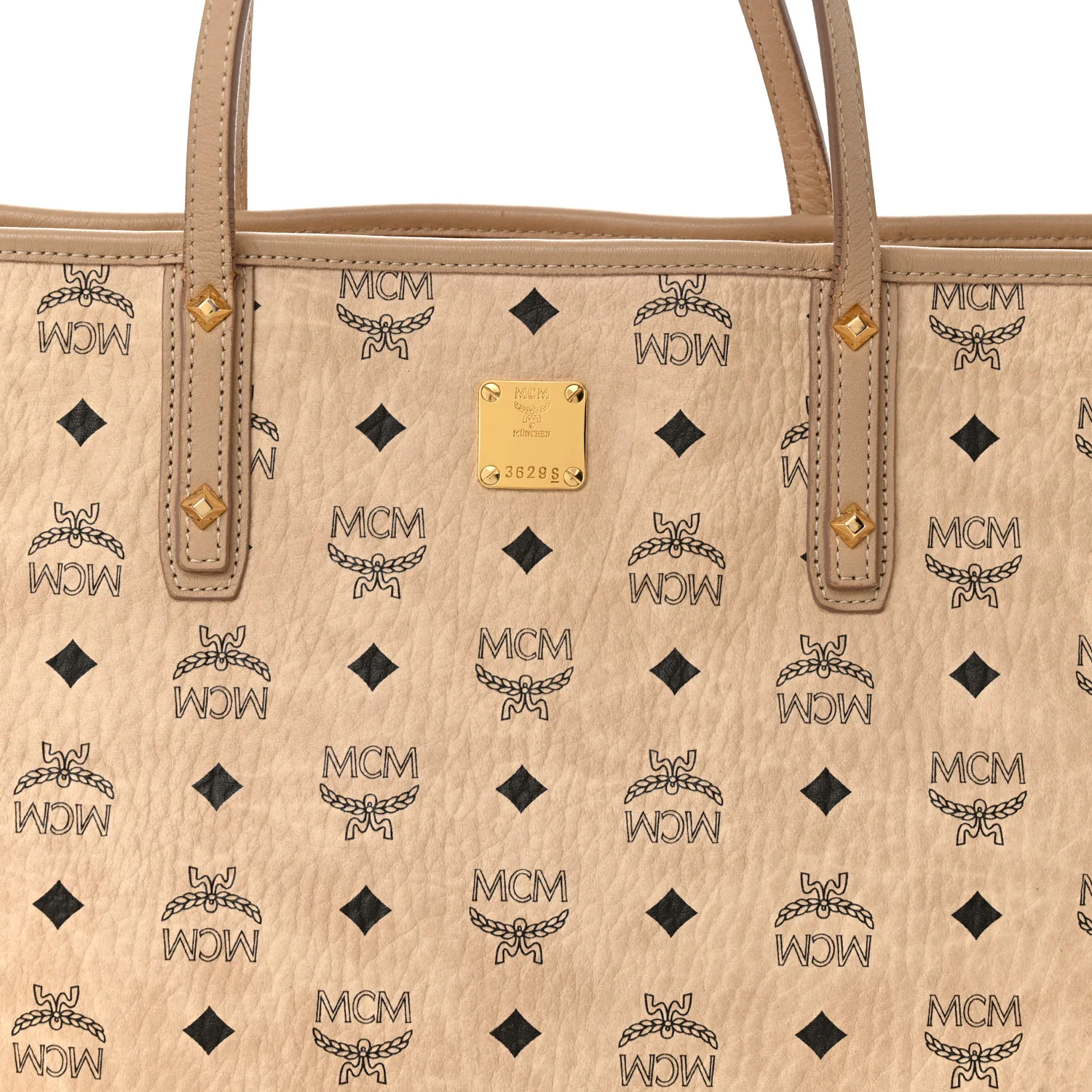 Visetos Medium Top Zip Shopper Tote Beige