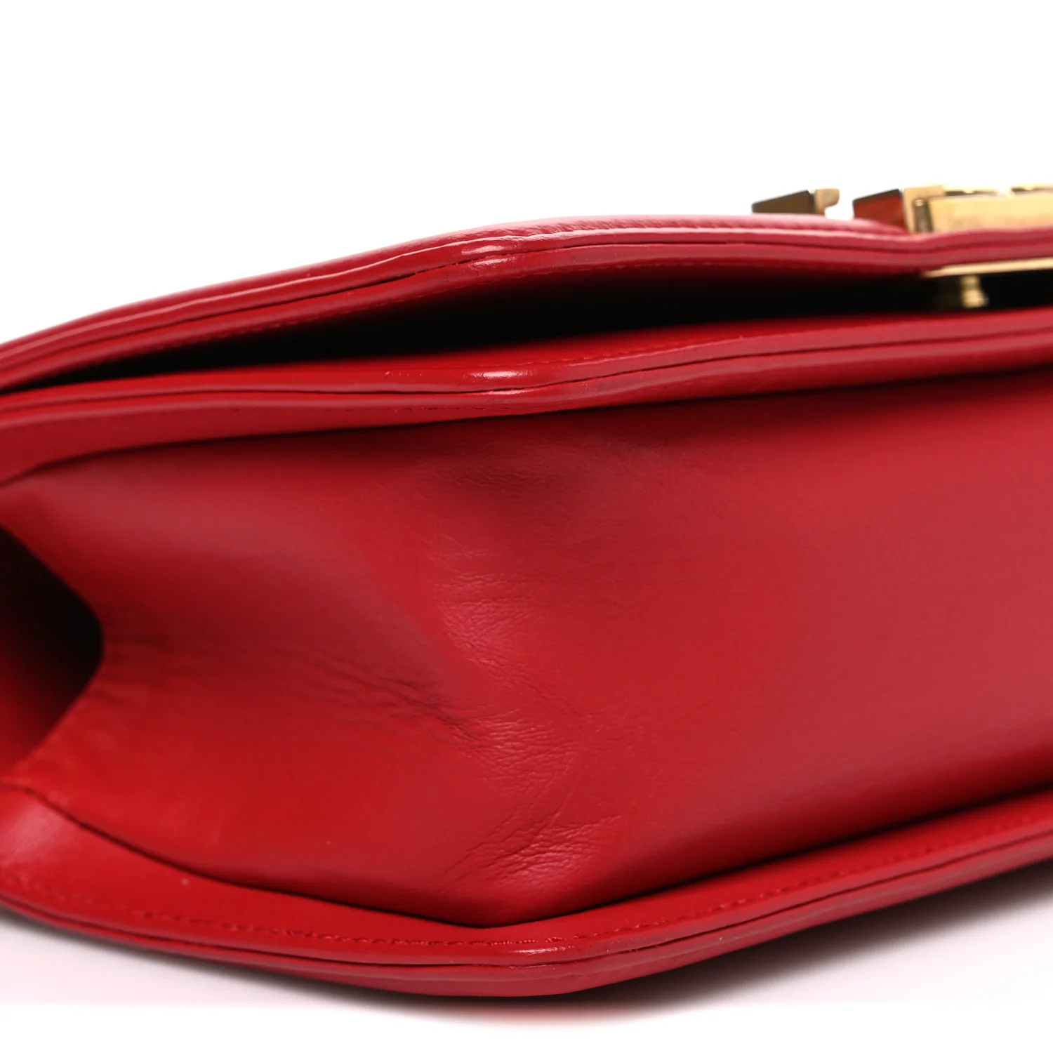 Lambskin Quilted Small Boy Flap Red