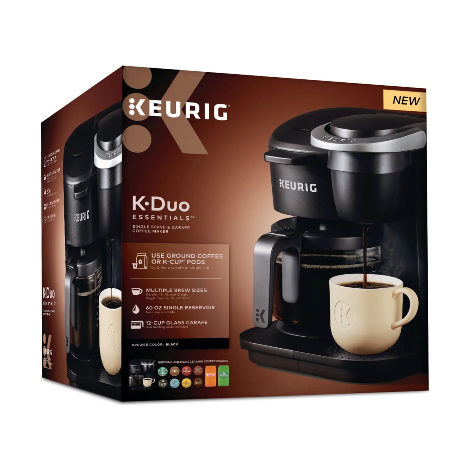 Keurig K - Duo Essentials Black Single - Serve K - Cup Pod Coffee Maker, Black