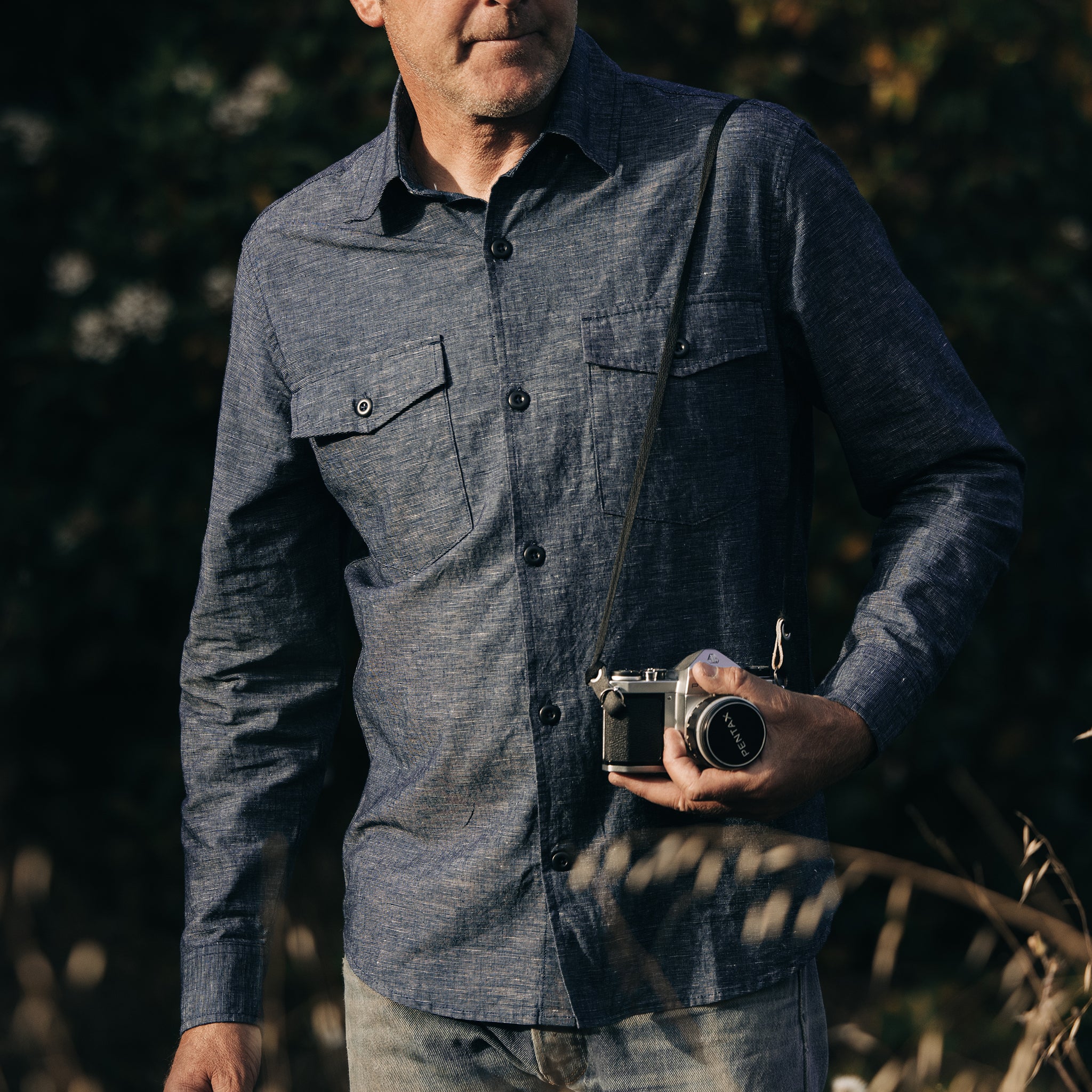 Chemise Point en indigo flammé