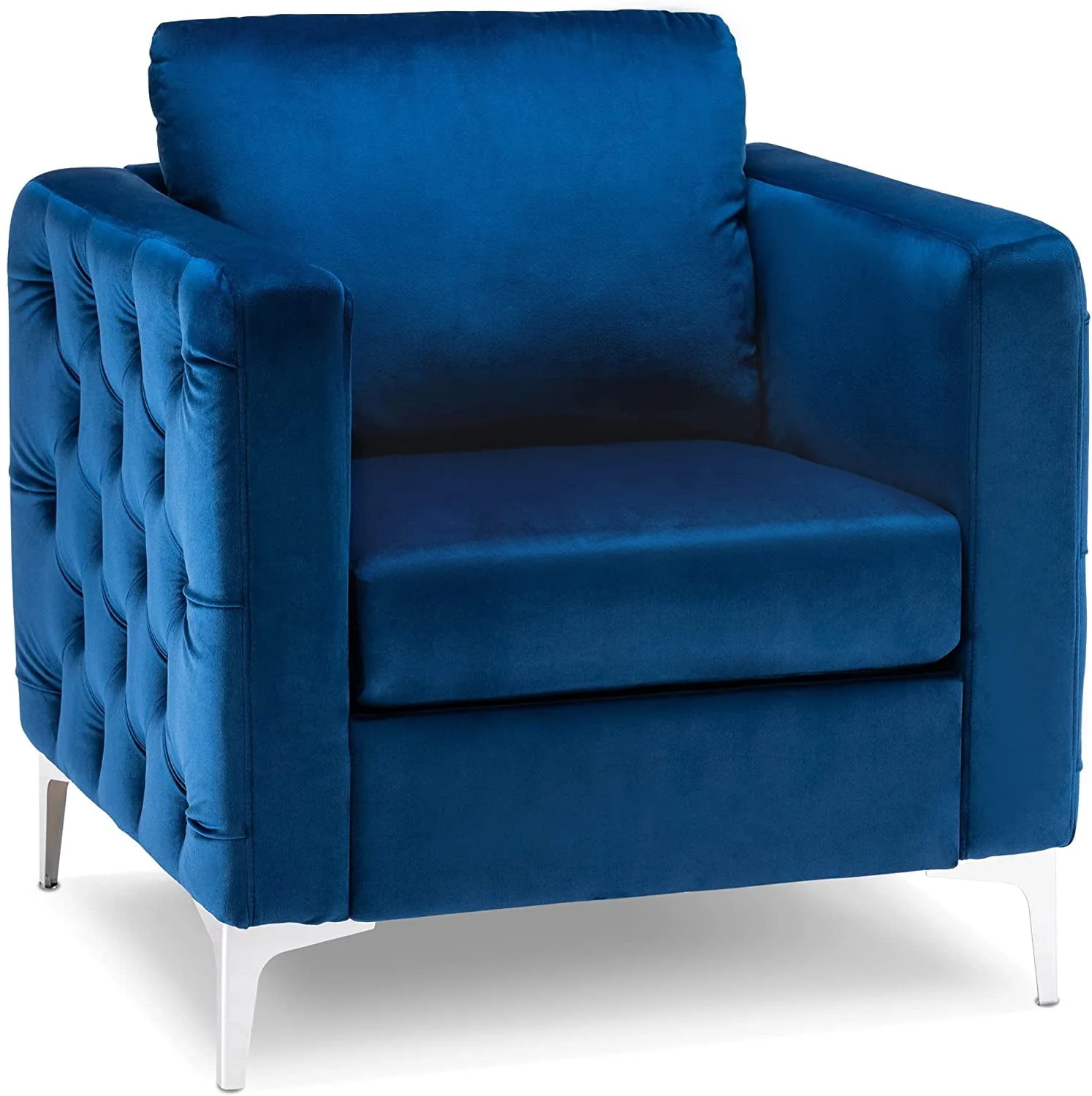 Velvet Accent Club Chair, Single Sofa Chair, Armchair 4066 (Grey)(Blue)