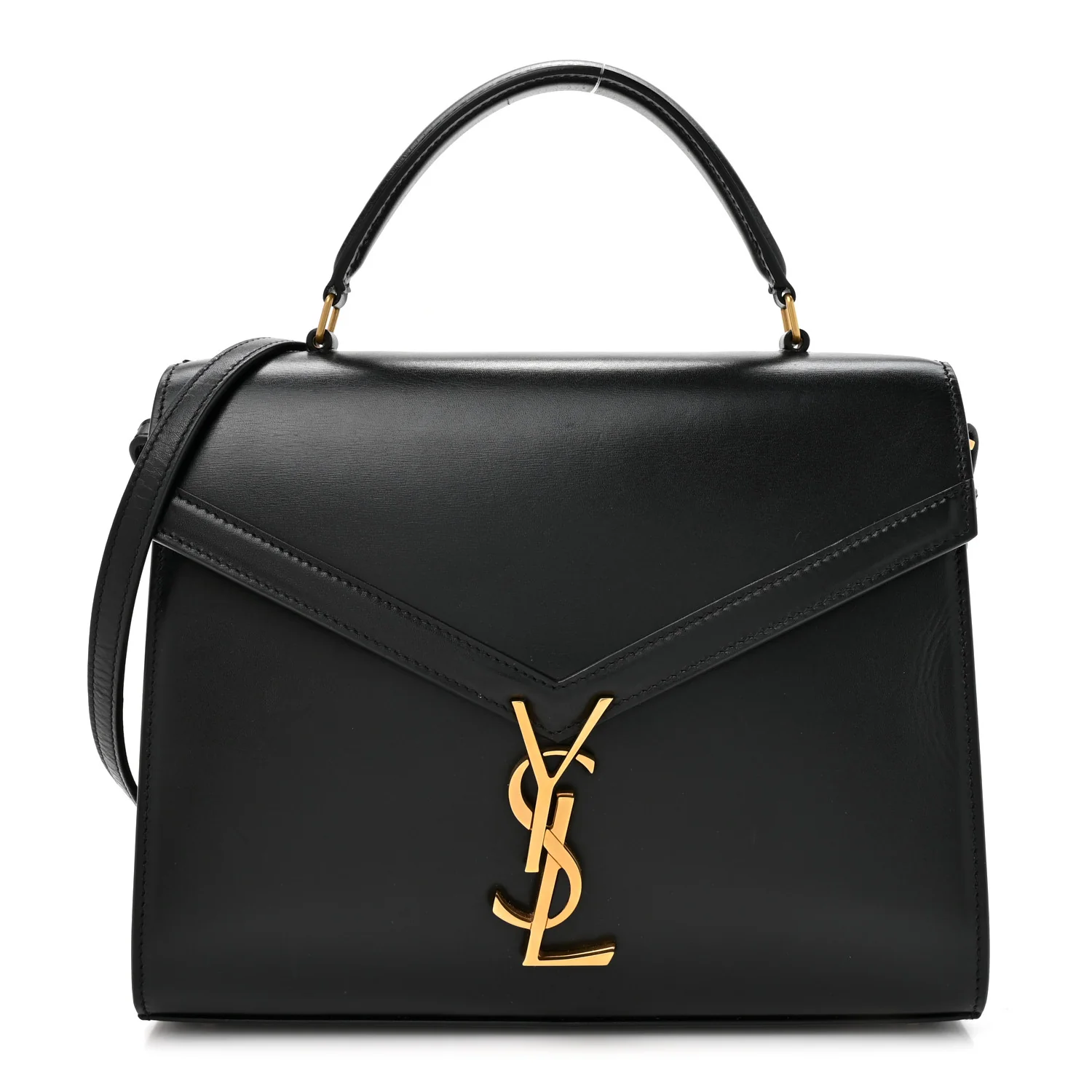 Smooth Calfskin Medium Classic Monogram Cassandra Top Handle Black