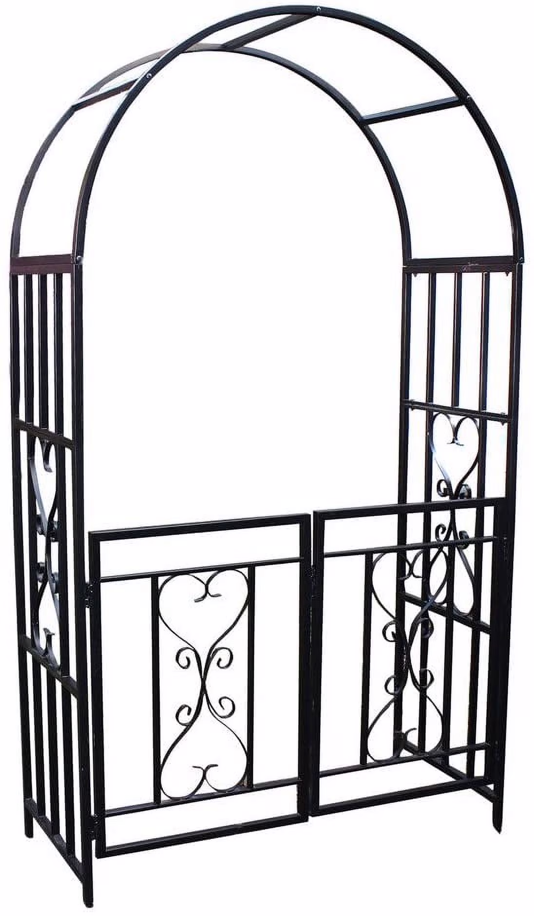 1.Go Garden 6'7 Black Steel Garden Arch with Gate, Supports Climbing Plants