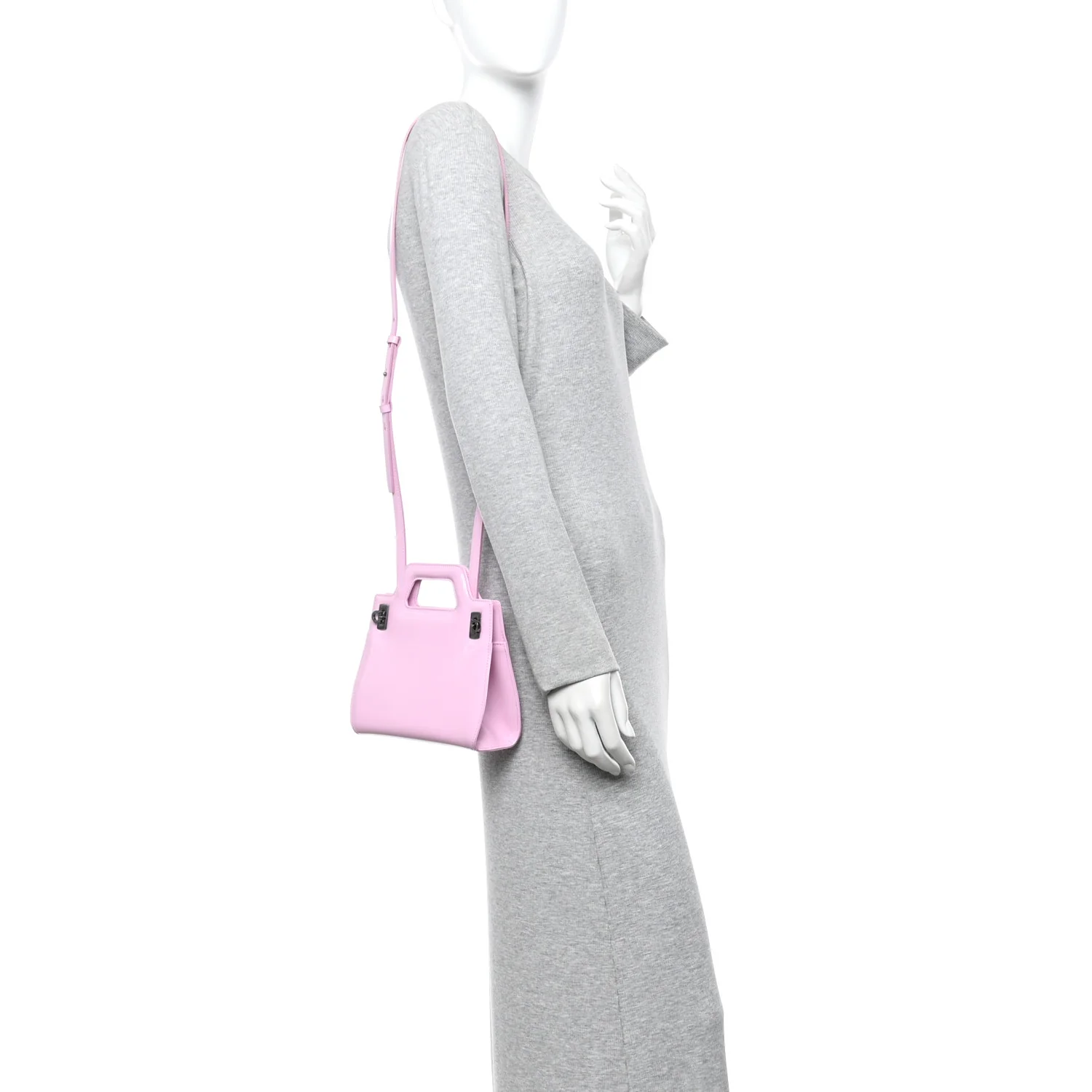 Brushed Calfskin Mini Wanda Top Handle Bag Bubble Gum