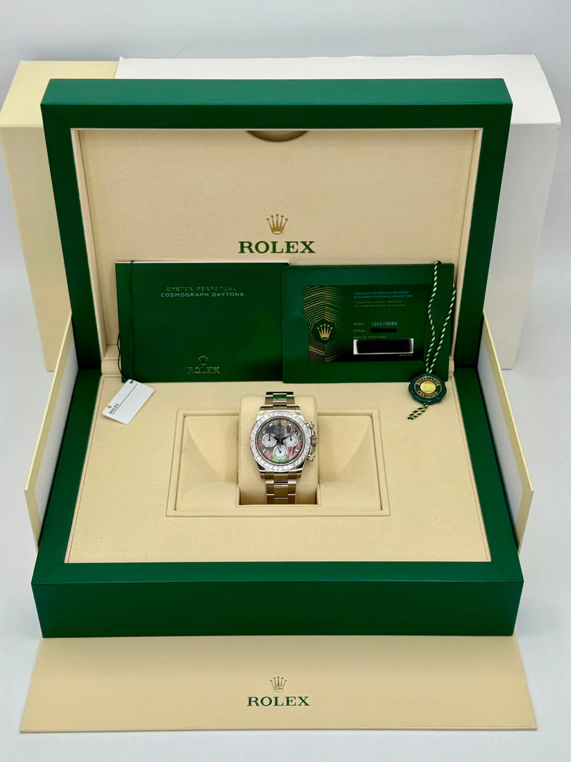 [Super Clone]Rolex Cosmograph Daytona 40mm White Gold Mother of Pearl Dial Diamond Bezel - 126579RBR