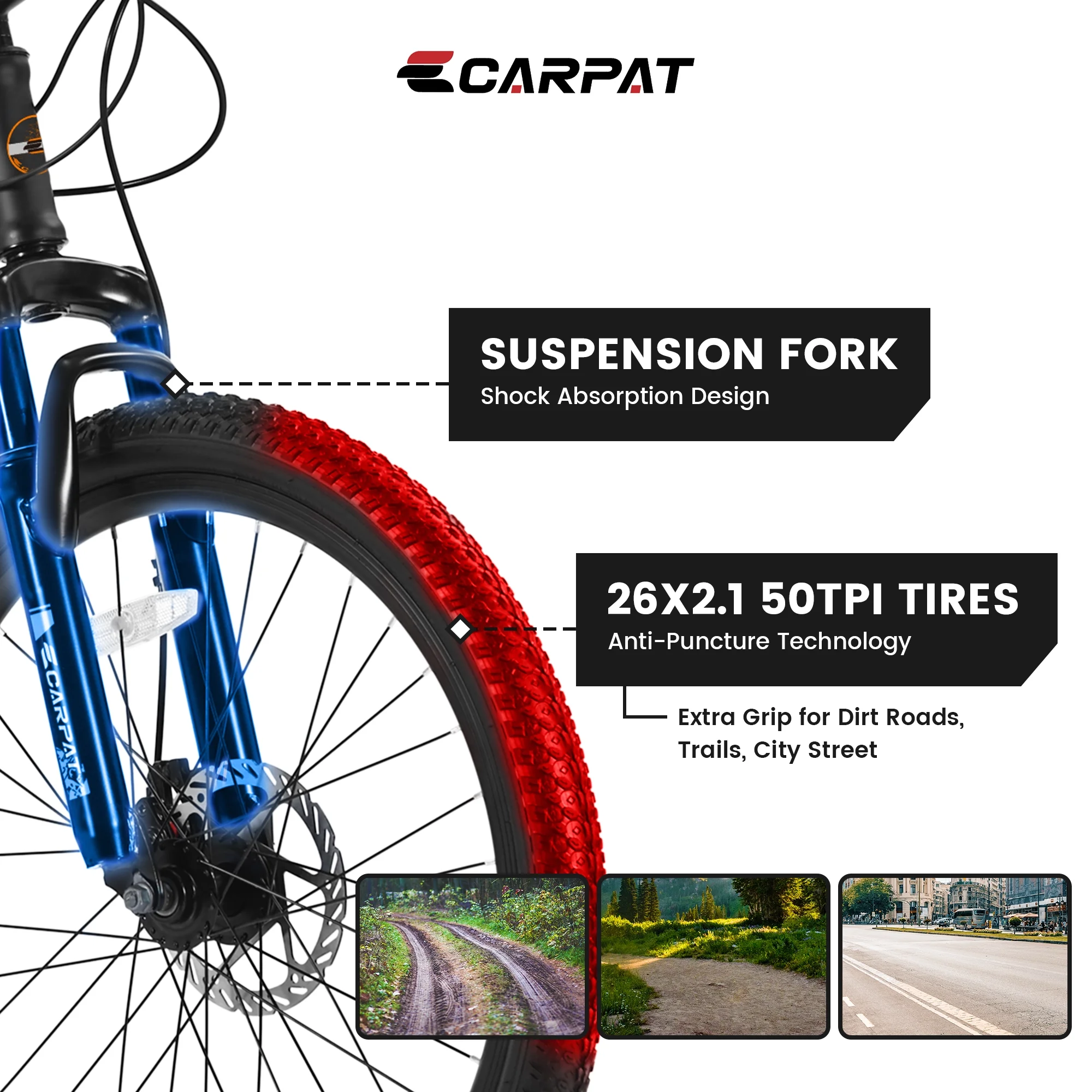 26 inch Mountain Bike for Men, Adult Mens Bike with 21 Speed Disc Brakes(Black Orange) Image 9
