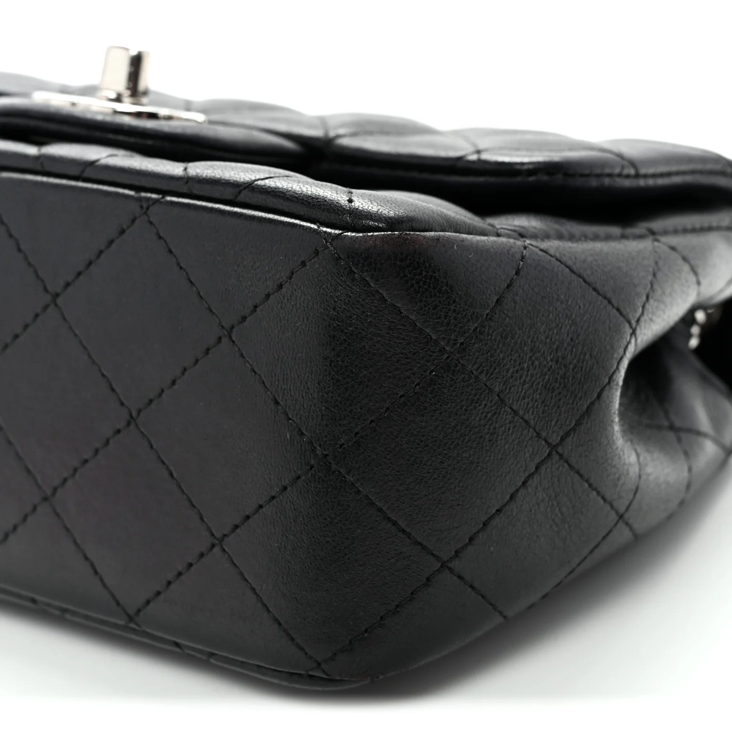 Lambskin Quilted Mini Square Flap Black