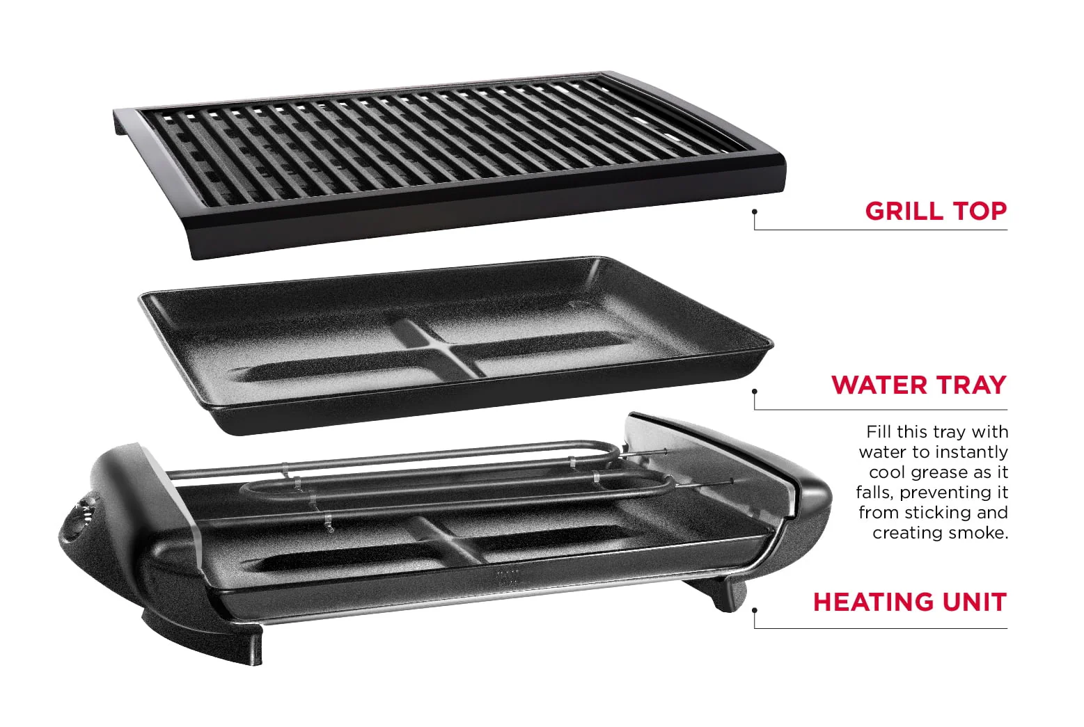 Electric Smokeless Indoor Grill with Non-Stick Cooking Surface and Adjustable Temperature Knob from Warm to Sear for Customized Grilling, Dishwasher Safe Removable Drip Tray, Black