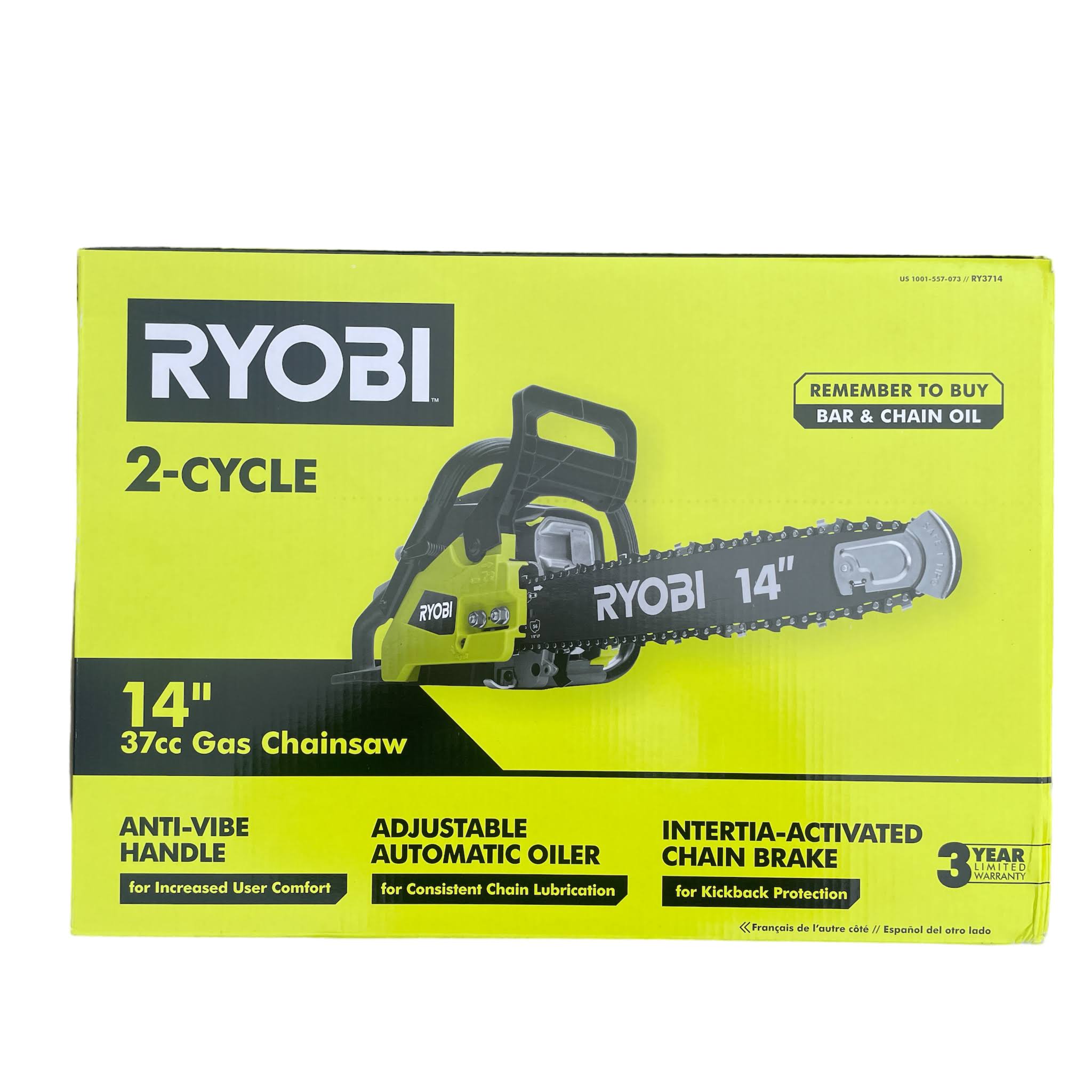 Ryobi 14 in. 37cc 2-Cycle Gas Chainsaw