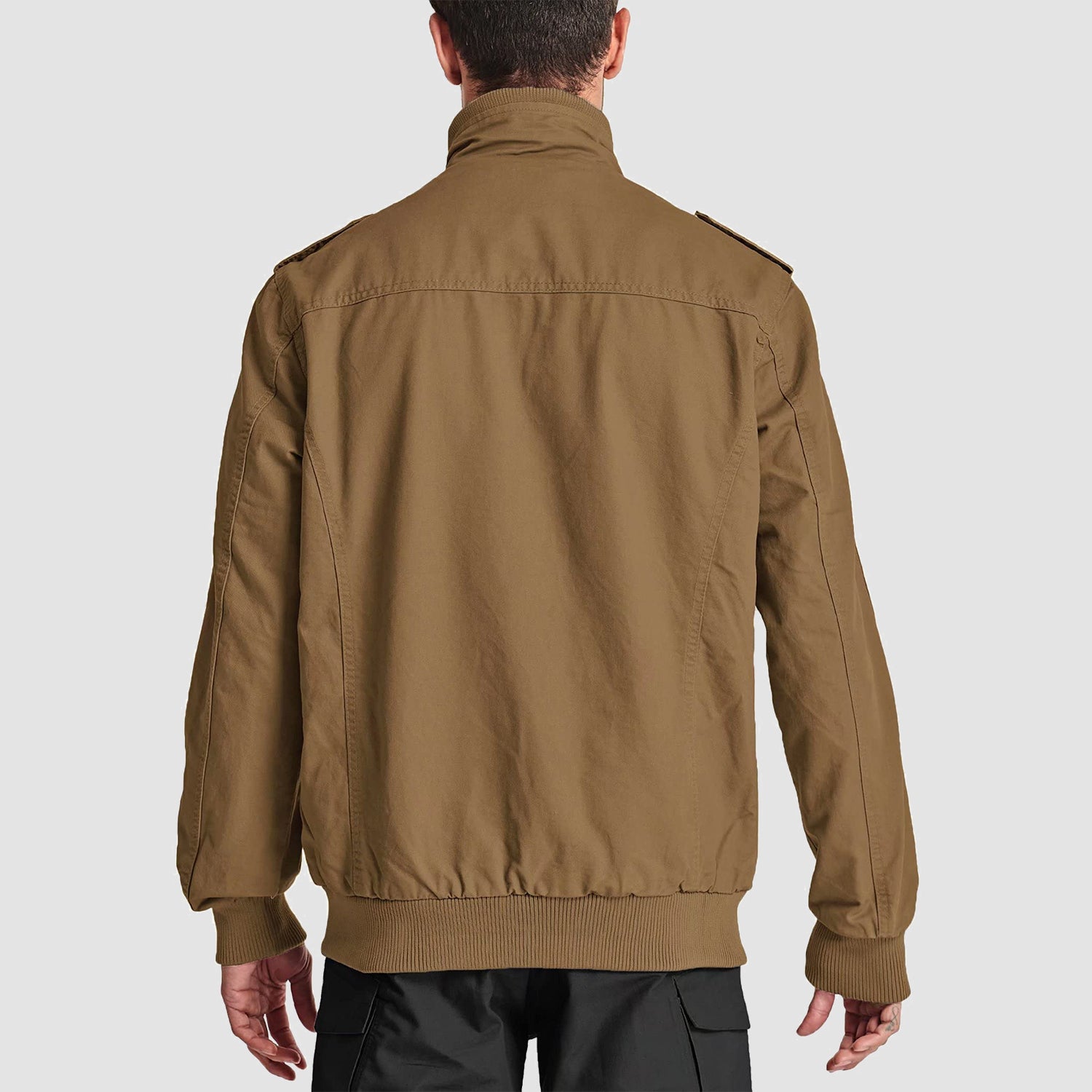 Veste décontractée pour homme, veste cargo tactique légère à col montant, veste de combat