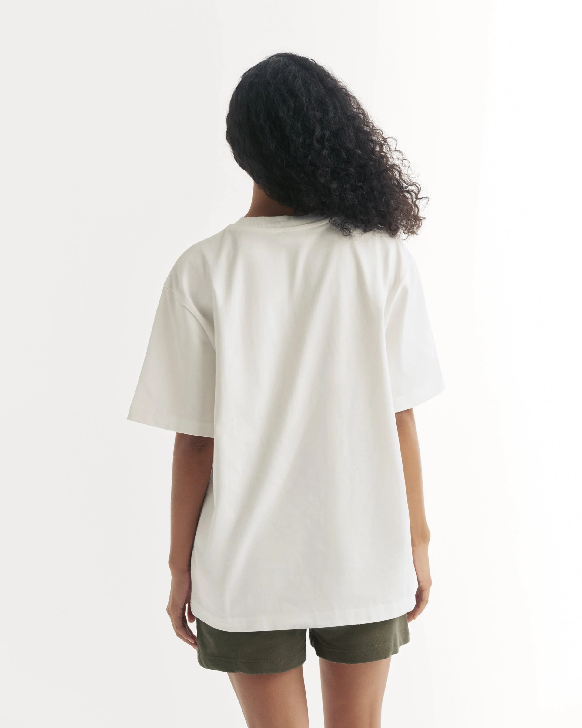 Varsity Short Sleeve Oversized T-shirt - White/Olive Green