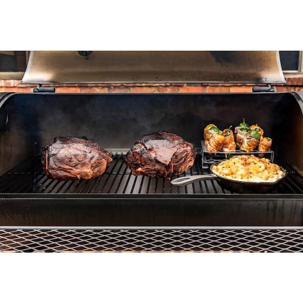 Highland Reverse Flow Offset Charcoal Smoker and Grill in Black with 900 sq. in. Cooking Space - Image 2