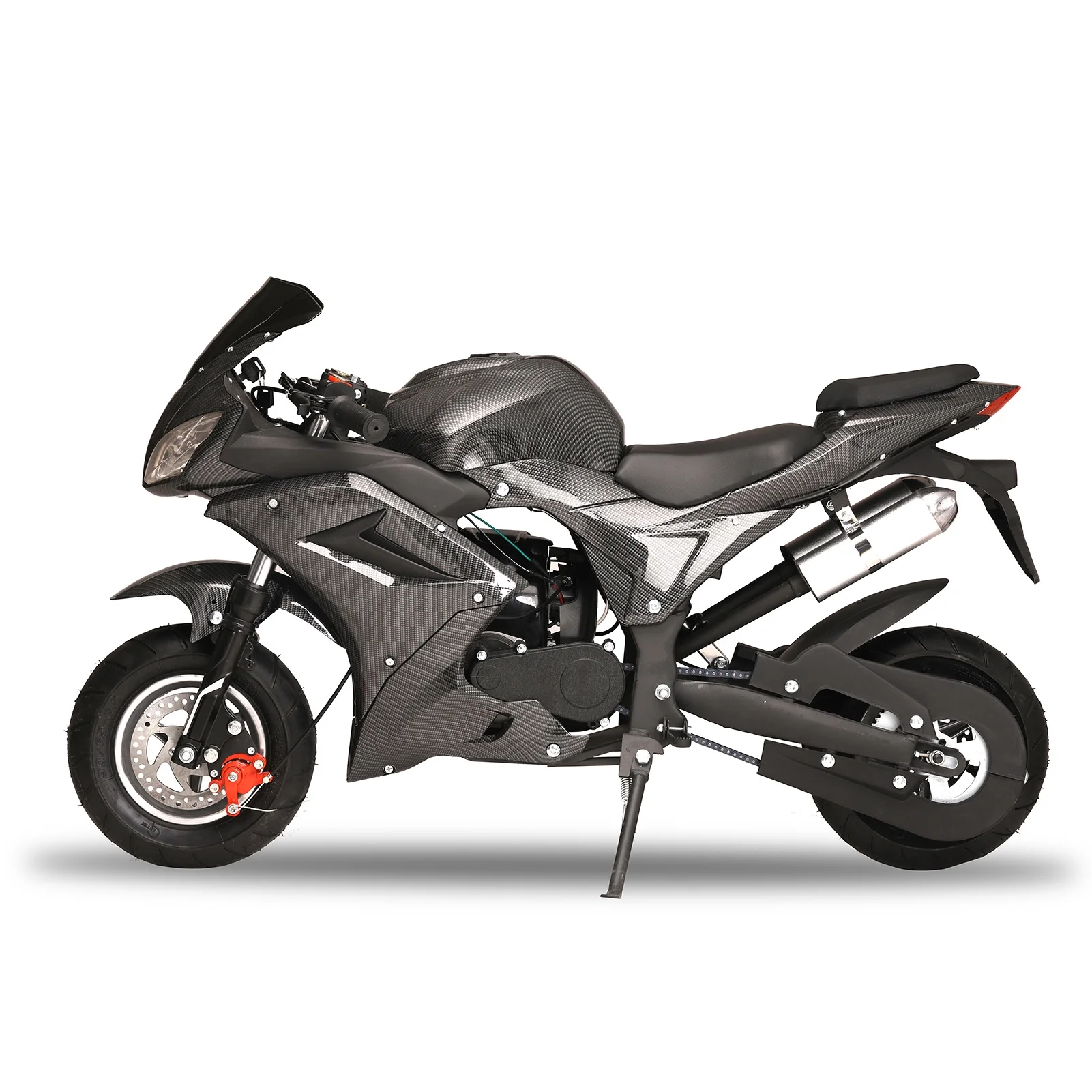 Kids Dirt Bike, 49cc 2-Stroke Gas Power Motorcycle Off Road Mini Motorcycle Children Pocket Motocross with Front Rear Disc Brakes and Dual Headlights Racing Max Speed 25MPH(Black) - Image 2