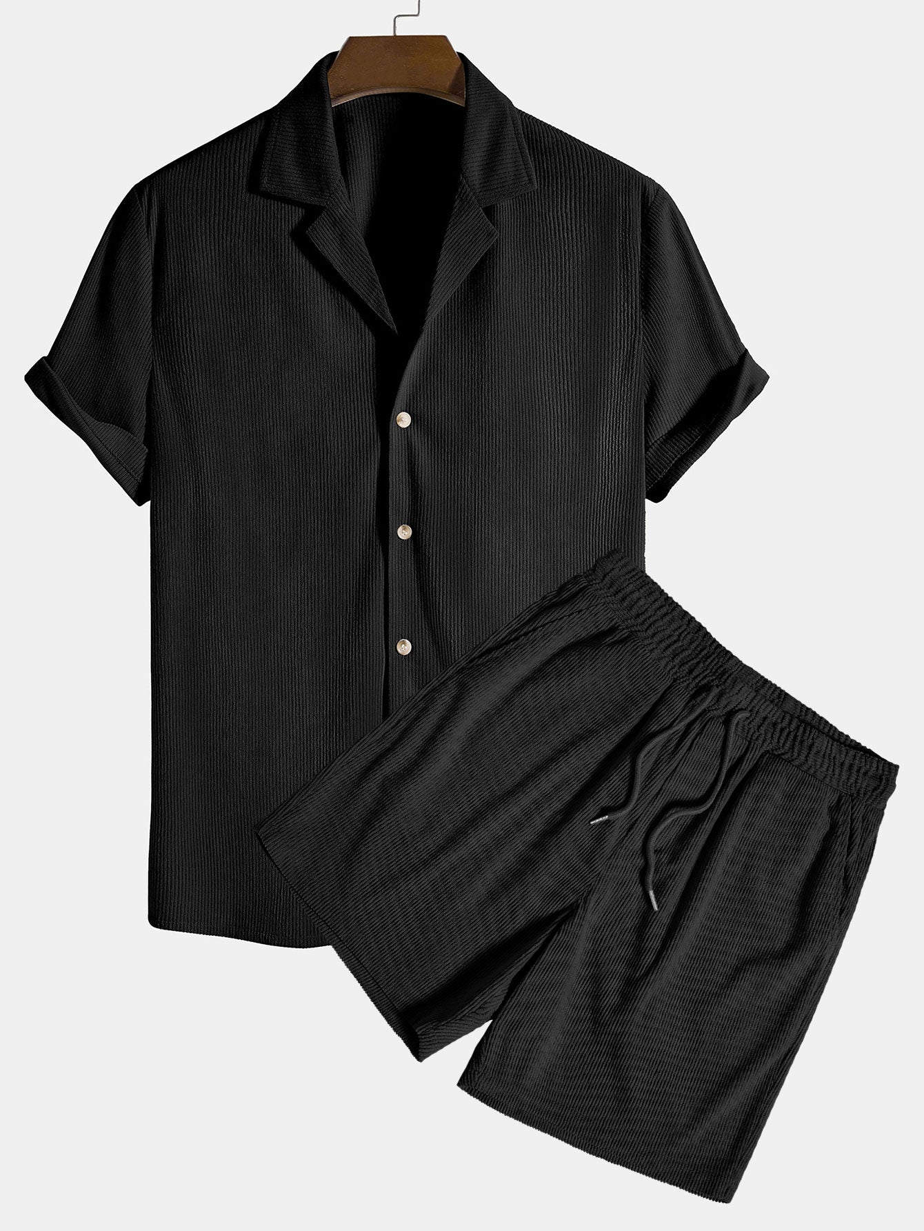 Chemise Revere en velours côtelé à manches courtes et short en velours côtelé