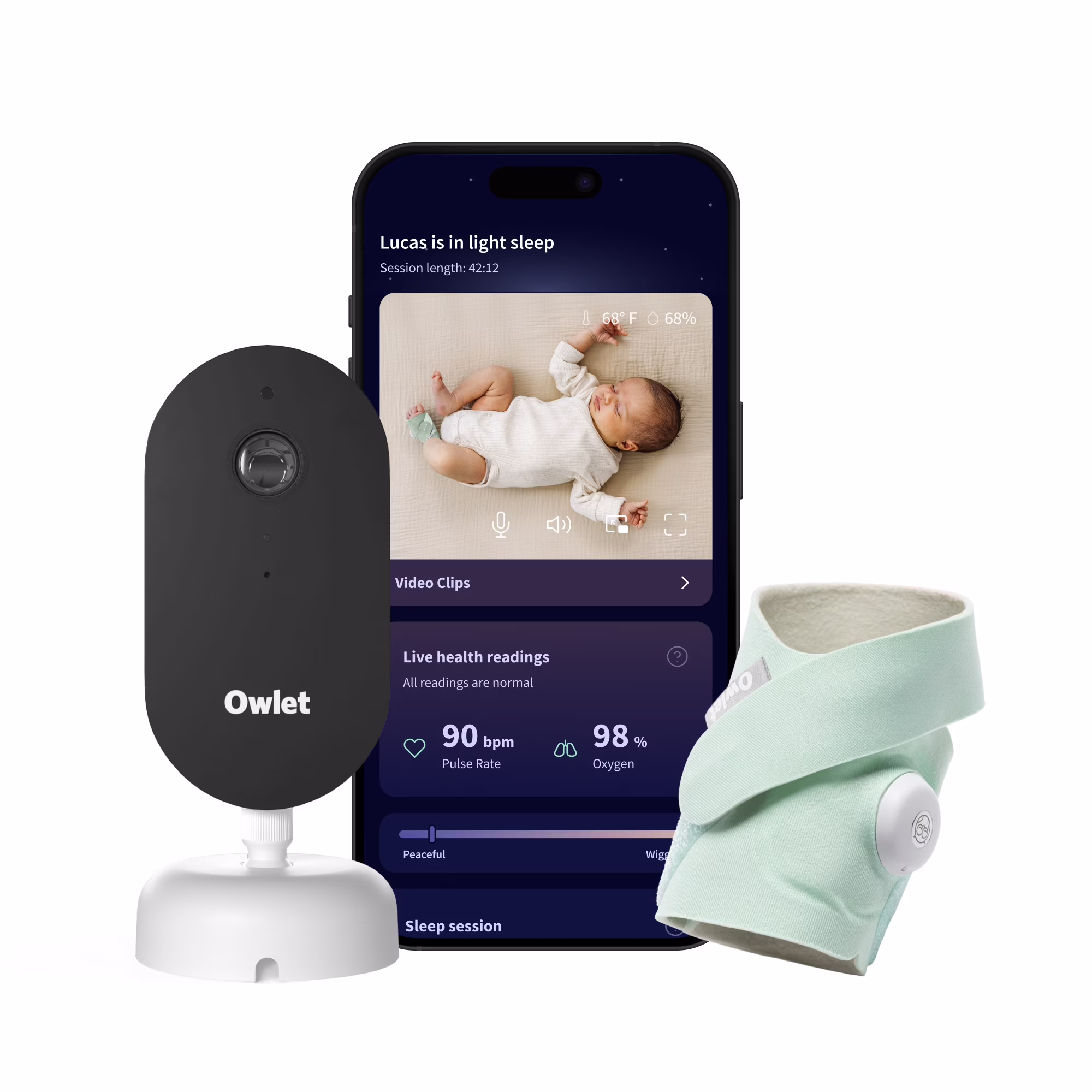 Dream Duo (3rd Gen) �C FDA-Cleared, All-in-One Smart Baby Monitoring with Sock 2K HD Cam(Mint)