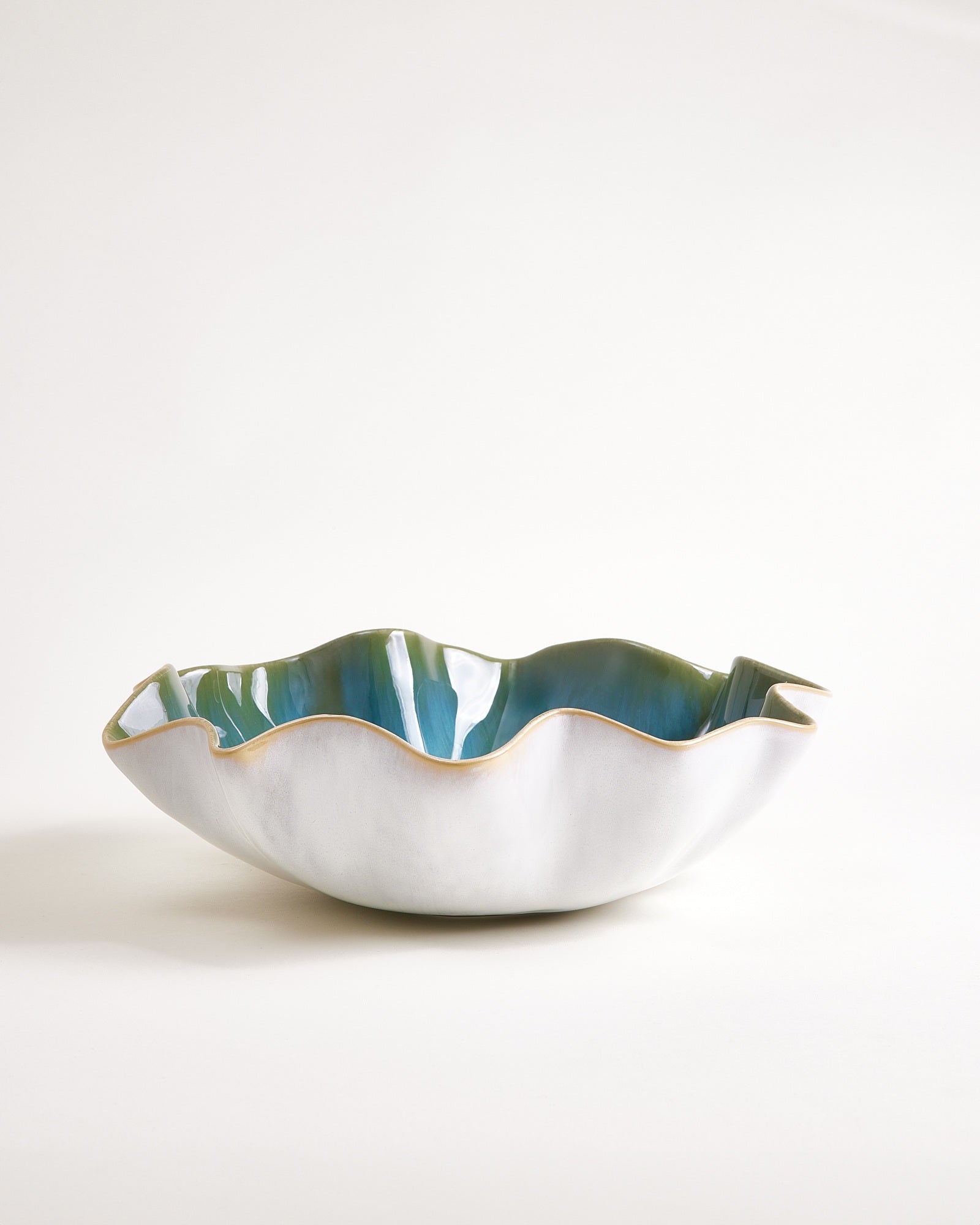 AREIA - LARGE SERVING BOWL SHELL AQUA