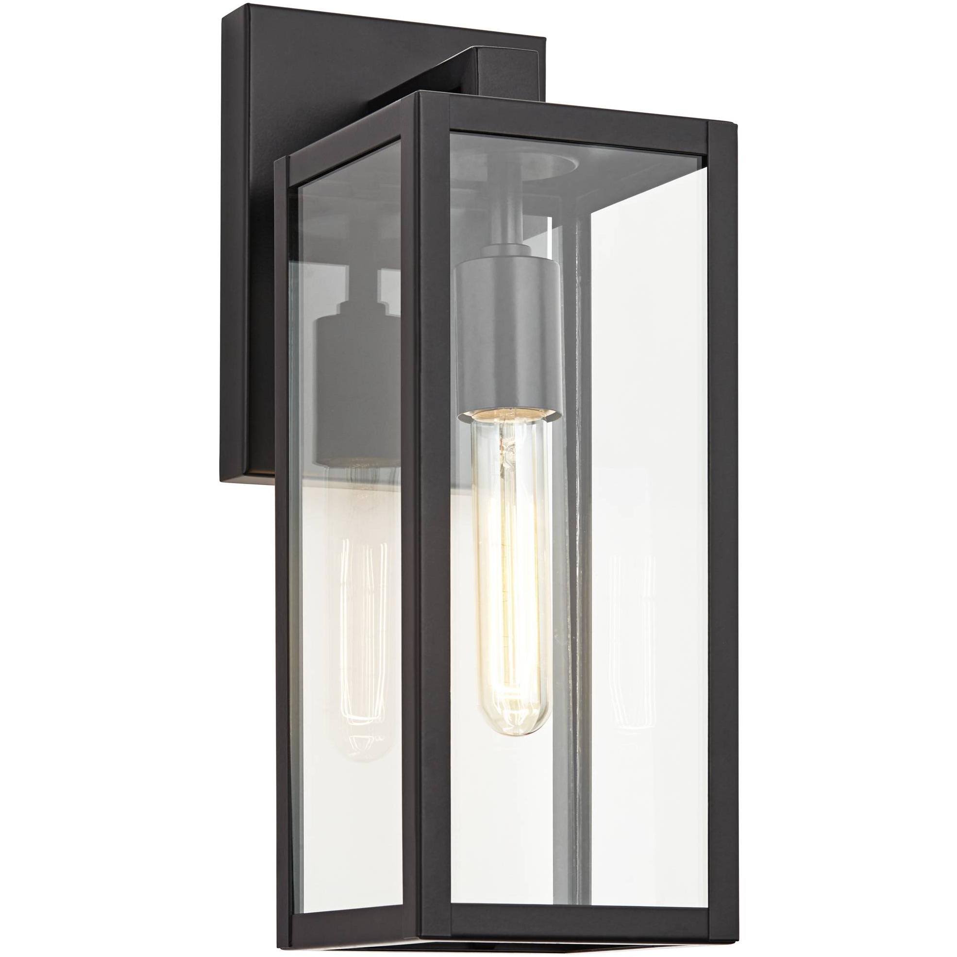 John Timberland Modern Outdoor Wall Light Fixture Mystic Black 14 1/4