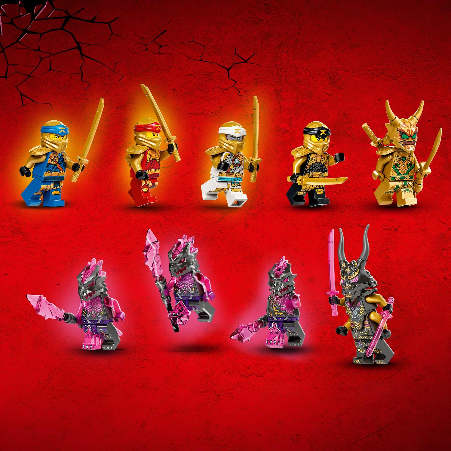 NINJAGO Lloyd's Golden Ultra Dragon Toy for Kids. 71774 Large 4 Headed Action Figure with Blade Wings plus 9 Minifigures - Image 5