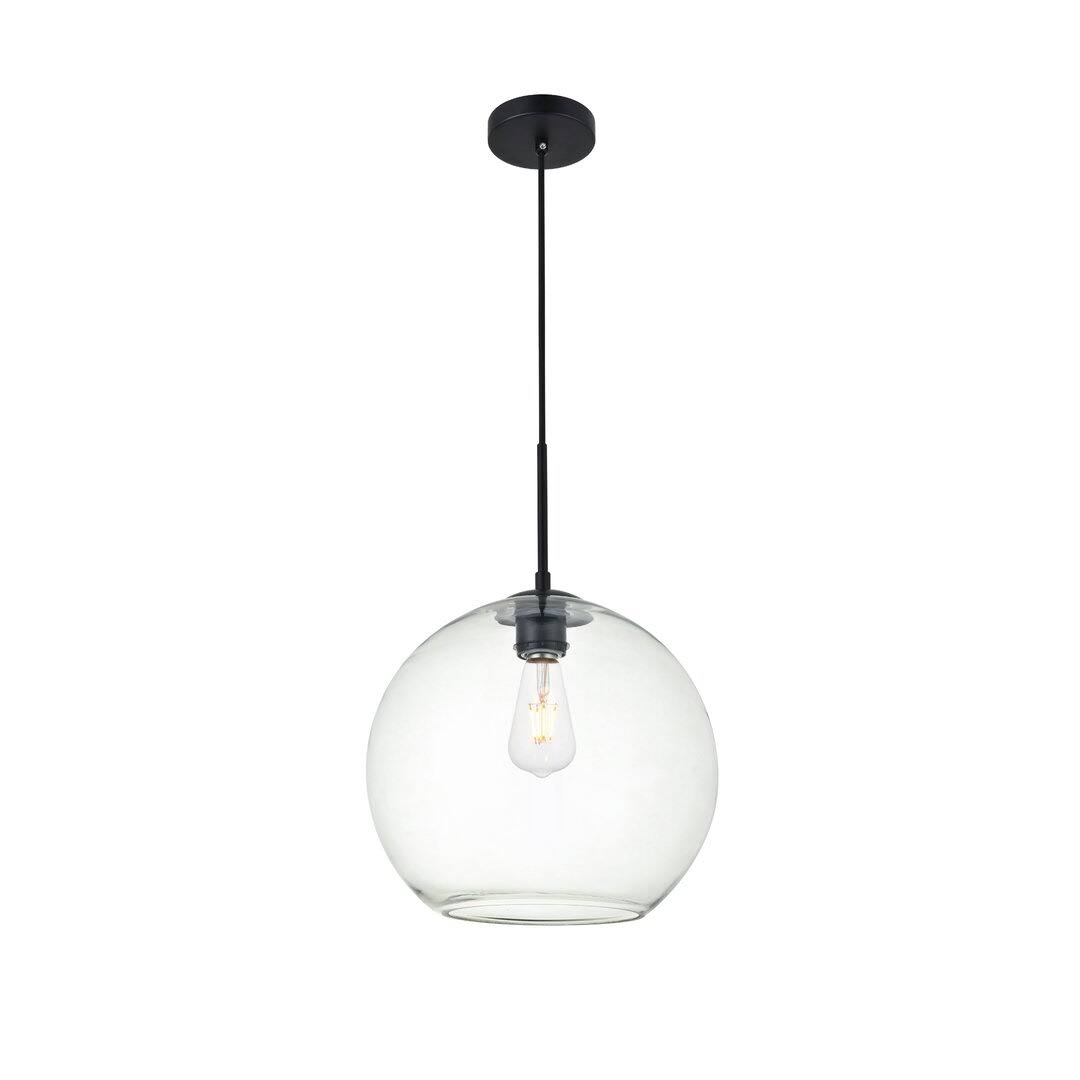 Snead 1 - Light Single Globe Pendant Mercury Row Finish: Black, Shade Color: Clear, Size: 11.8