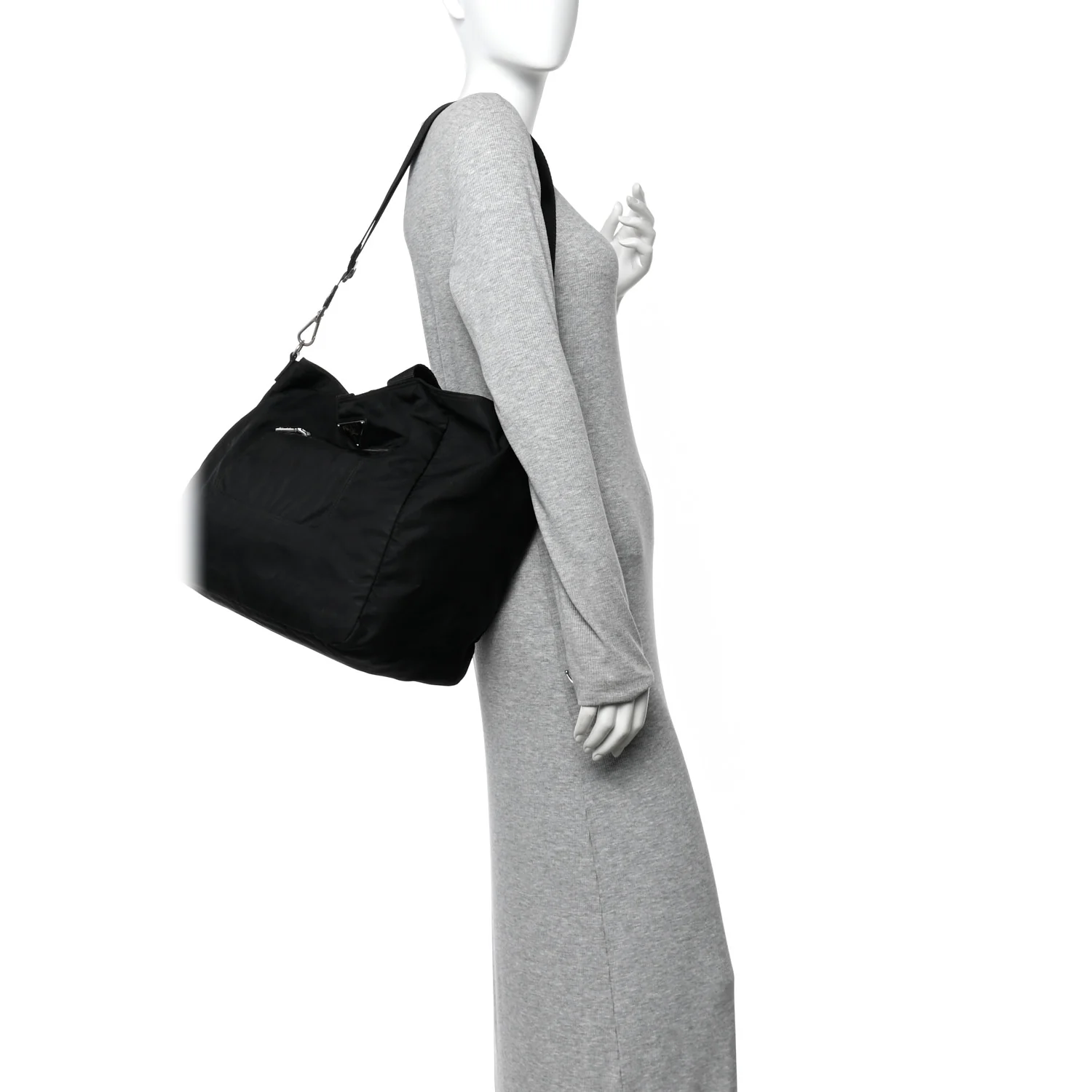 Tessuto Nylon Zip Convertible Tote Black