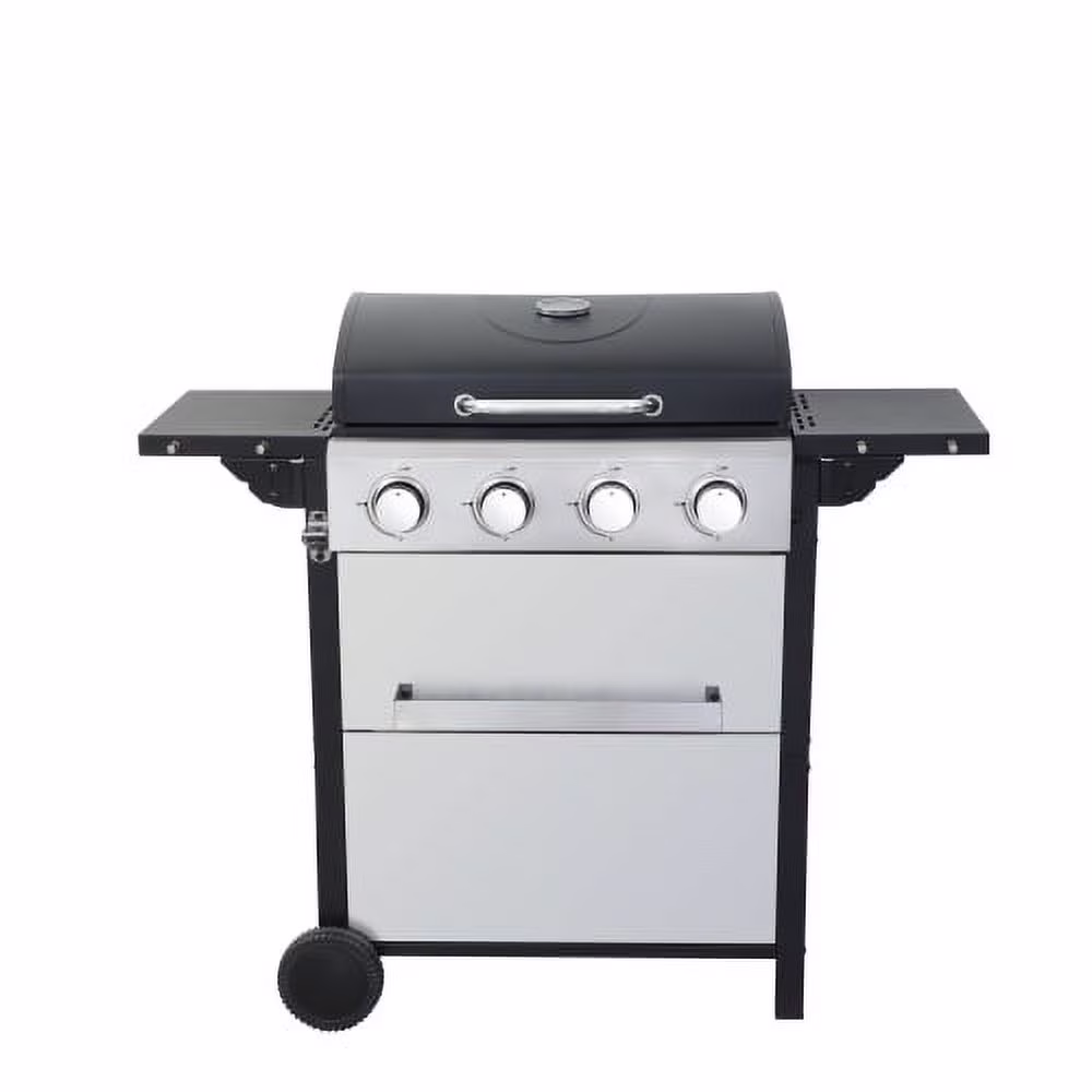 Yiweny 3 Burner BBQ Propane Gas Grill, Stainless Steel 25650 BTU Patio Garden Barbecue Grill with Bottle Opener, Two Foldable Side Shelves & Thermometer, Perfect for Camping, Outdoor Cooking.