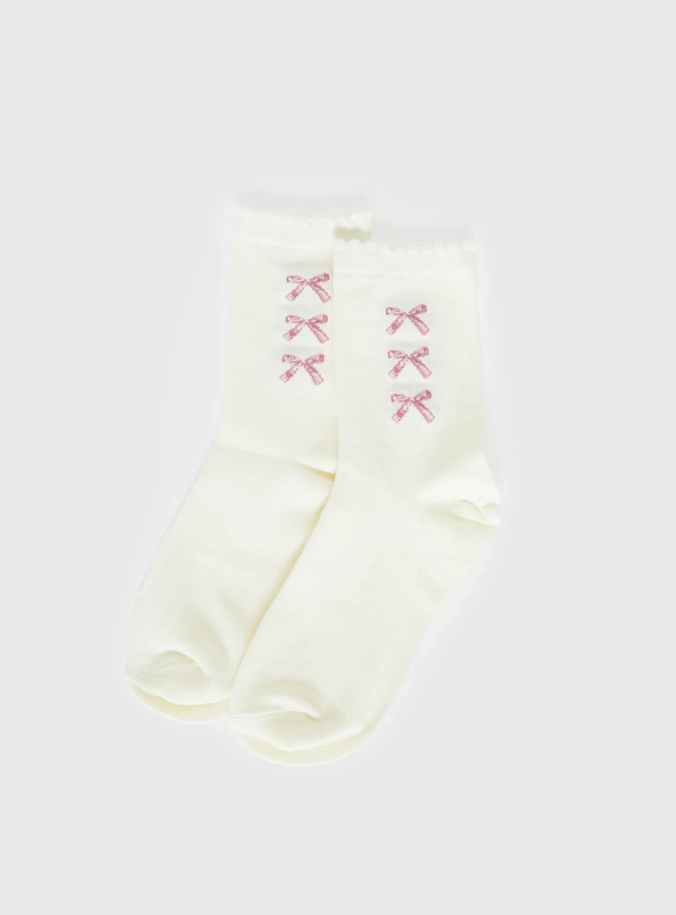 Teen Spirit Bow Socks White Pink