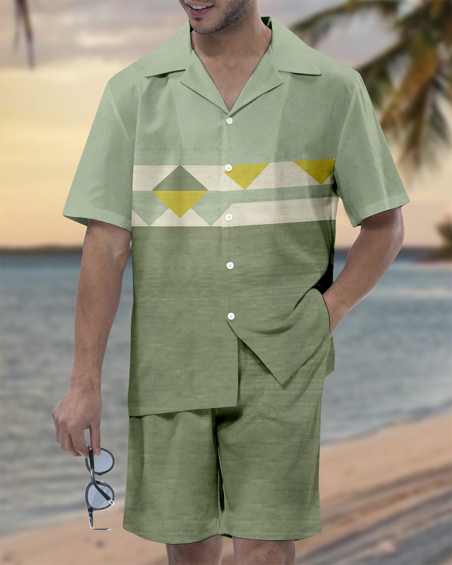 Ensemble de vacances hawaïennes pour hommes Suitmens à manches courtes 093