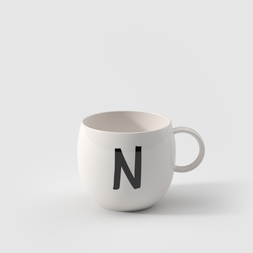 Letters Mug - White, 9.9 oz, Premium Porcelain