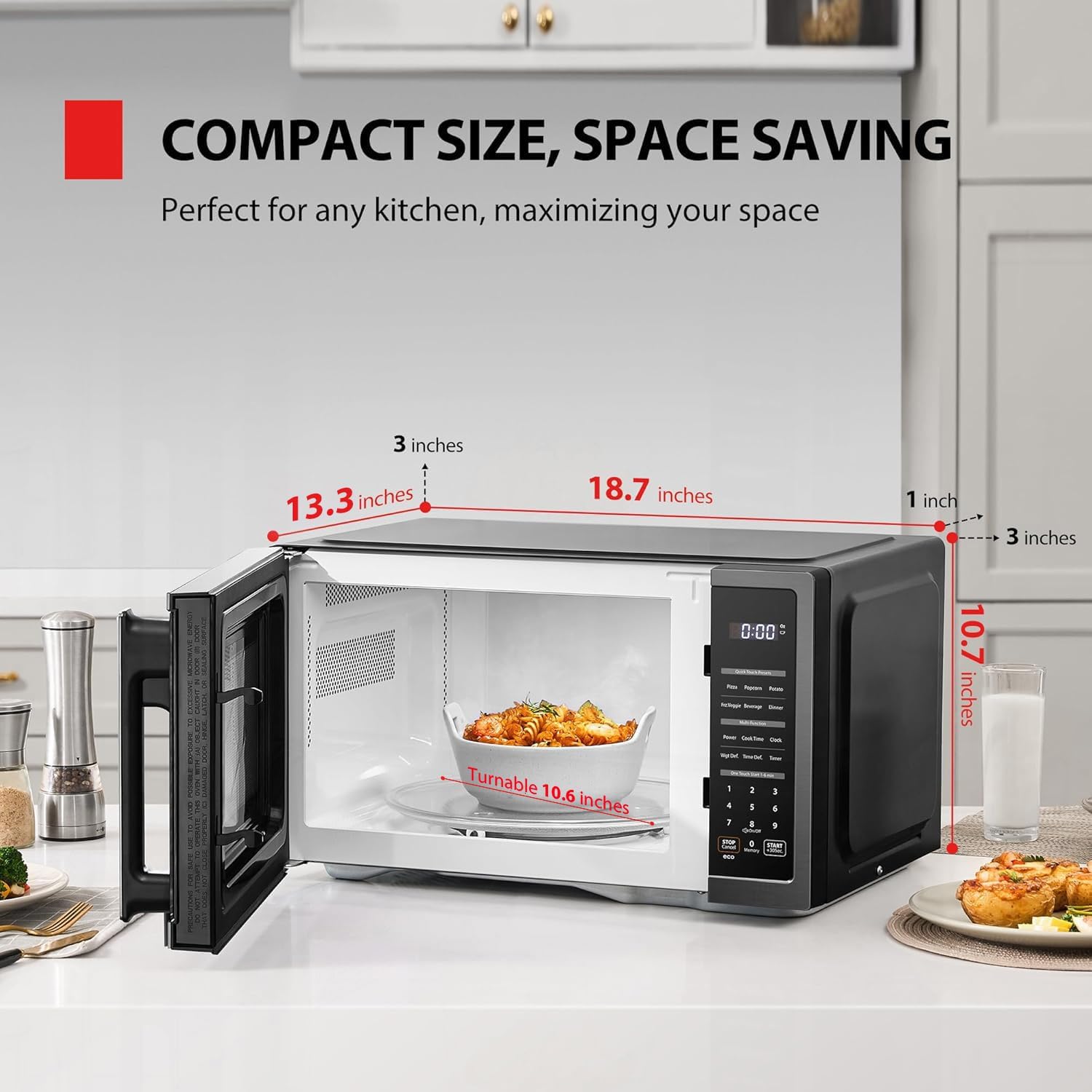 TOSHIBA Countertop Microwave Oven, 0.9 Cu.Ft, 900W, Black Stainless Steel