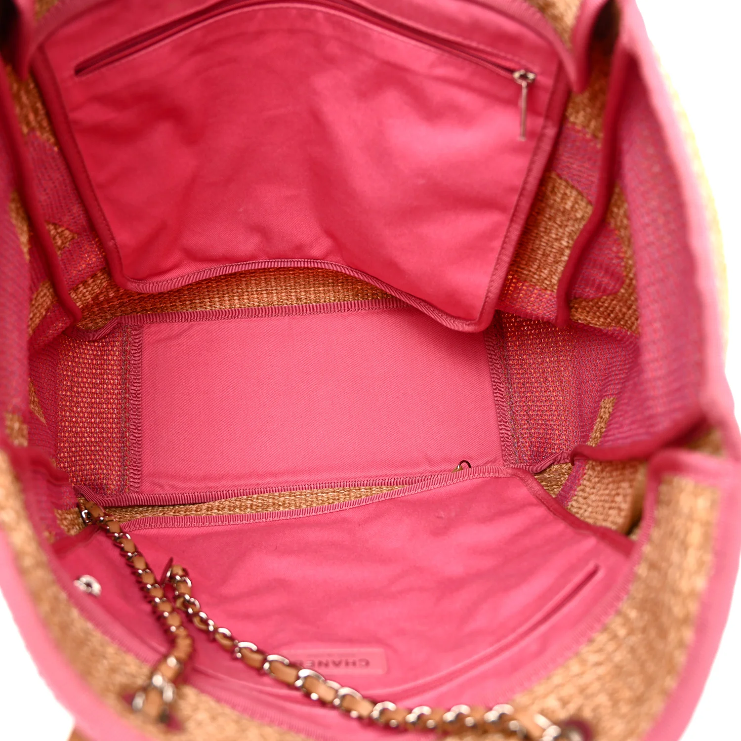 Mixed Fibers Large Shopping Bag Pink Beige