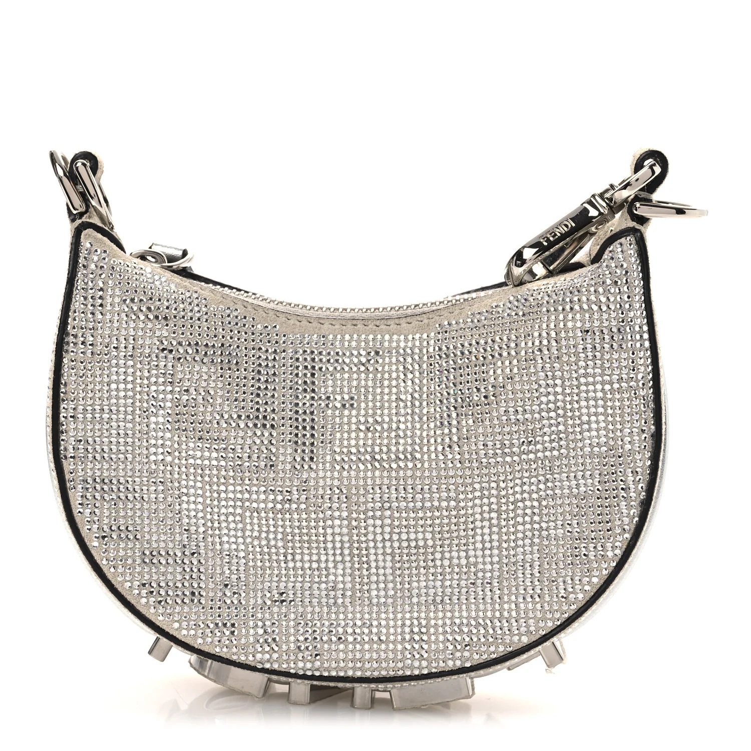 Crystal Vitello Laminato Suede FF Nano Fendigraphy Hobo Charm Grey