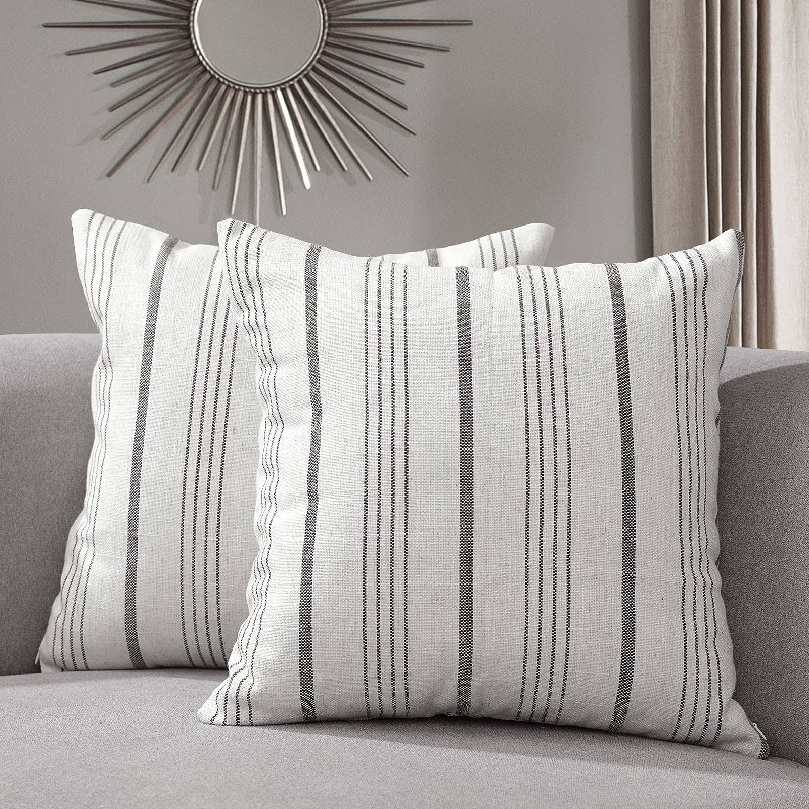 Sunlit Decorative Farmhouse Throw Pillow Case, Modern Accent Square Pillow Cover, 18