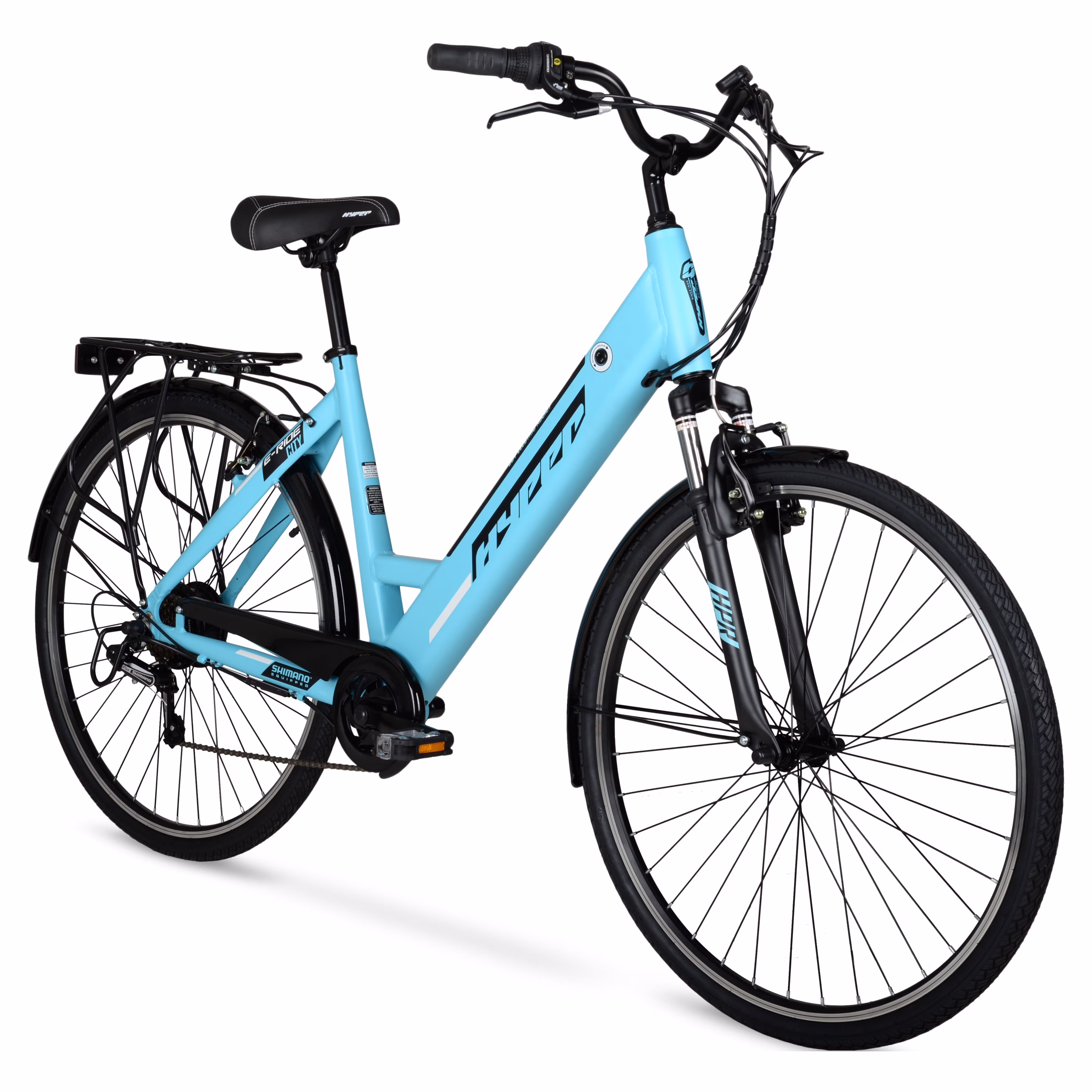 Hyper Bicycles E - Ride 700C 36V Electric Commuter E - Bike for Adults, Pedal - Assist, 250W Motor, Blue