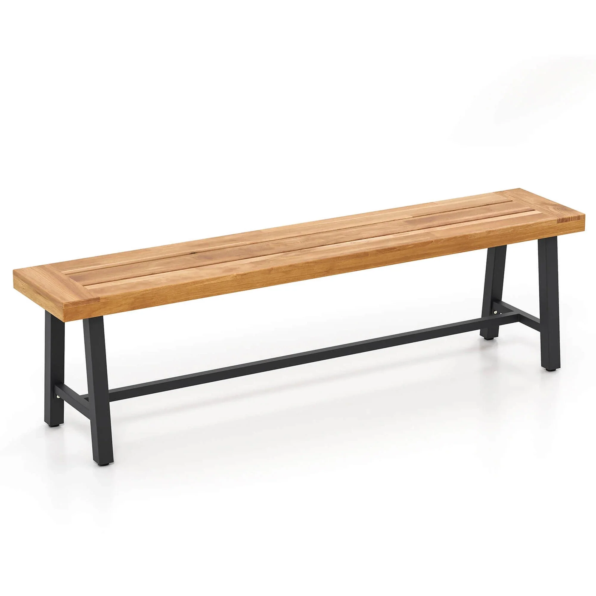 Costway 63 Long Outdoor Acacia Wood Bench Seats up to 3 Persons for Garden Porch