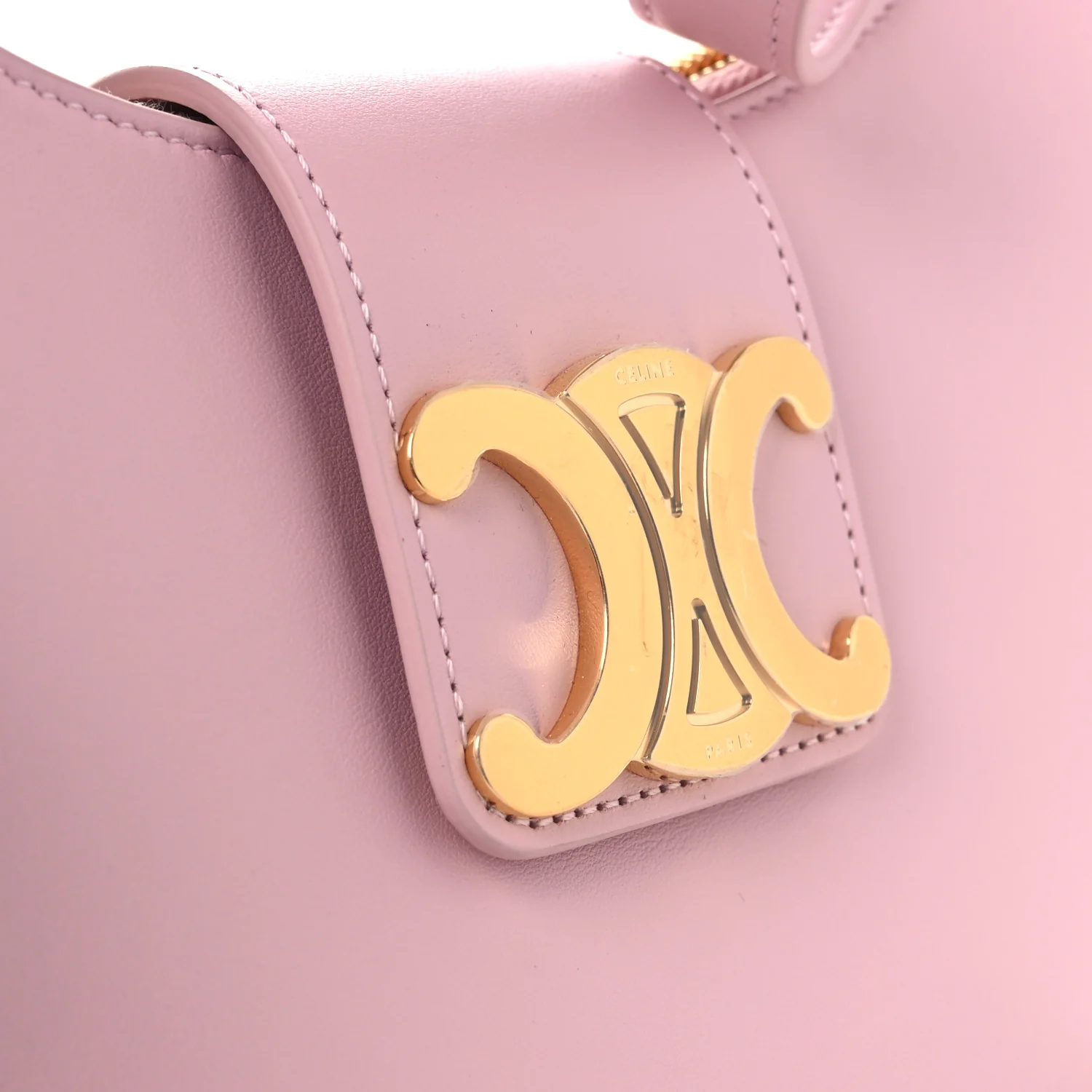 Smooth Calfskin Medium Strap Ava Triomphe Shoulder Pastel Pink
