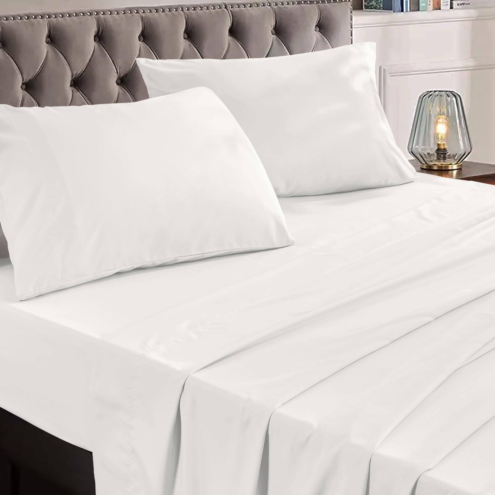 Anne Klein Luxurious 4pc King Size Sheet Set - Breathable, Cooling & Hotel Quality Sheets for Men and Women - Deep Pocket, Easy-Fit, and Wrinkle-Free