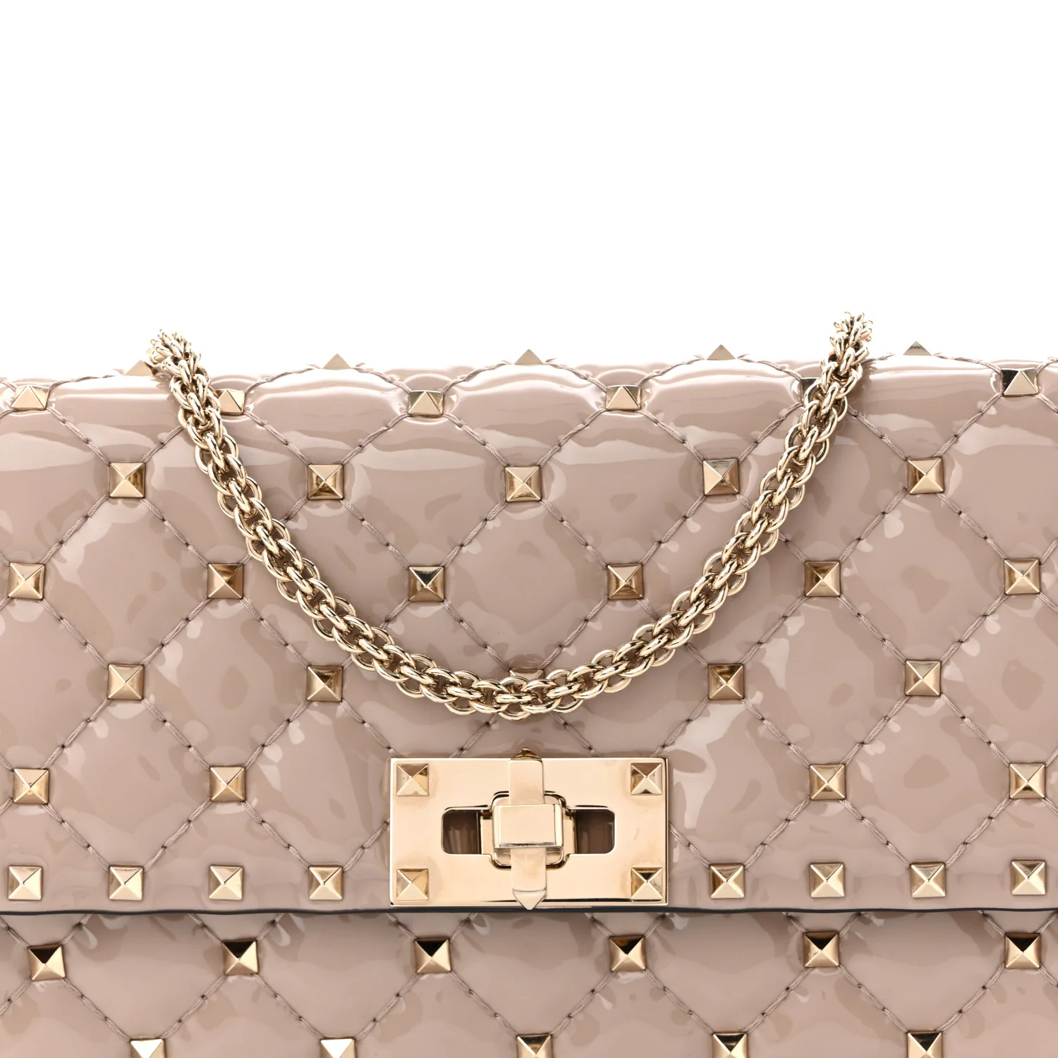 Patent Rockstud Spike Wallet on Chain Poudre