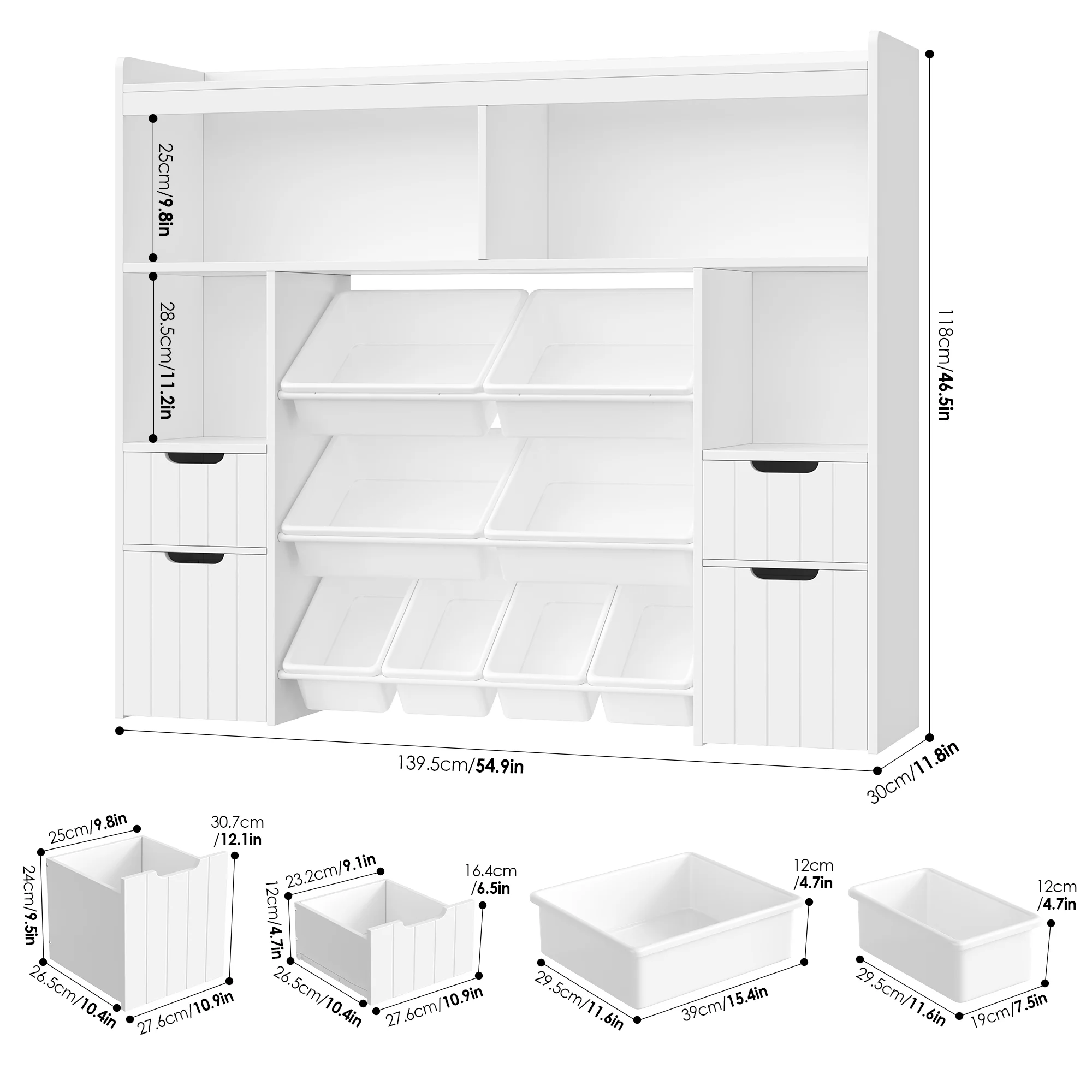 Kids Toy Storage Organizer with Removable Bin, Kids Bookshelf and Bookcase Toy Box with Drawers for Playroom, Classroom, White(White) - Image 6