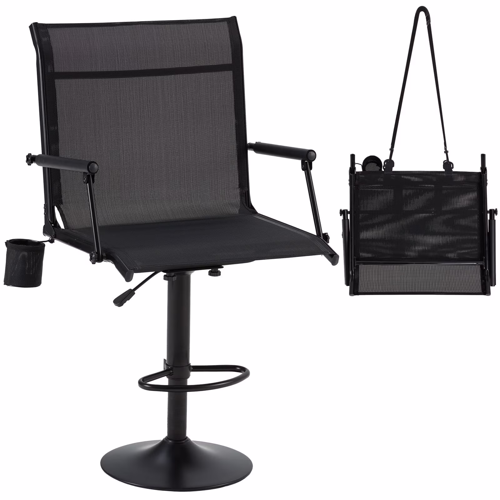 360�� Silent Camo Hunting Blind Chair, Armrests, Side Pouch, Telescopic Legs(Camouflage) Image 7