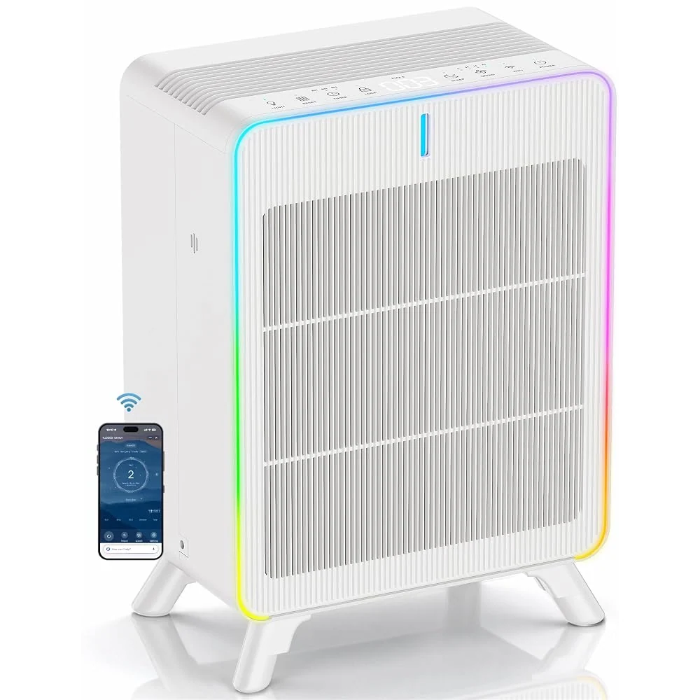 Smart WiFi Air Purifiers for Home Large Room Up to 2450 Ft², White