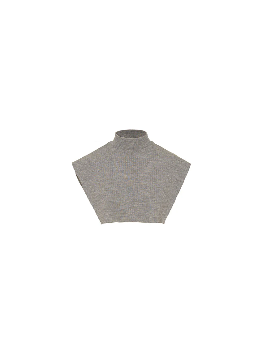 Col plastron mixte laine mérinos gris léger