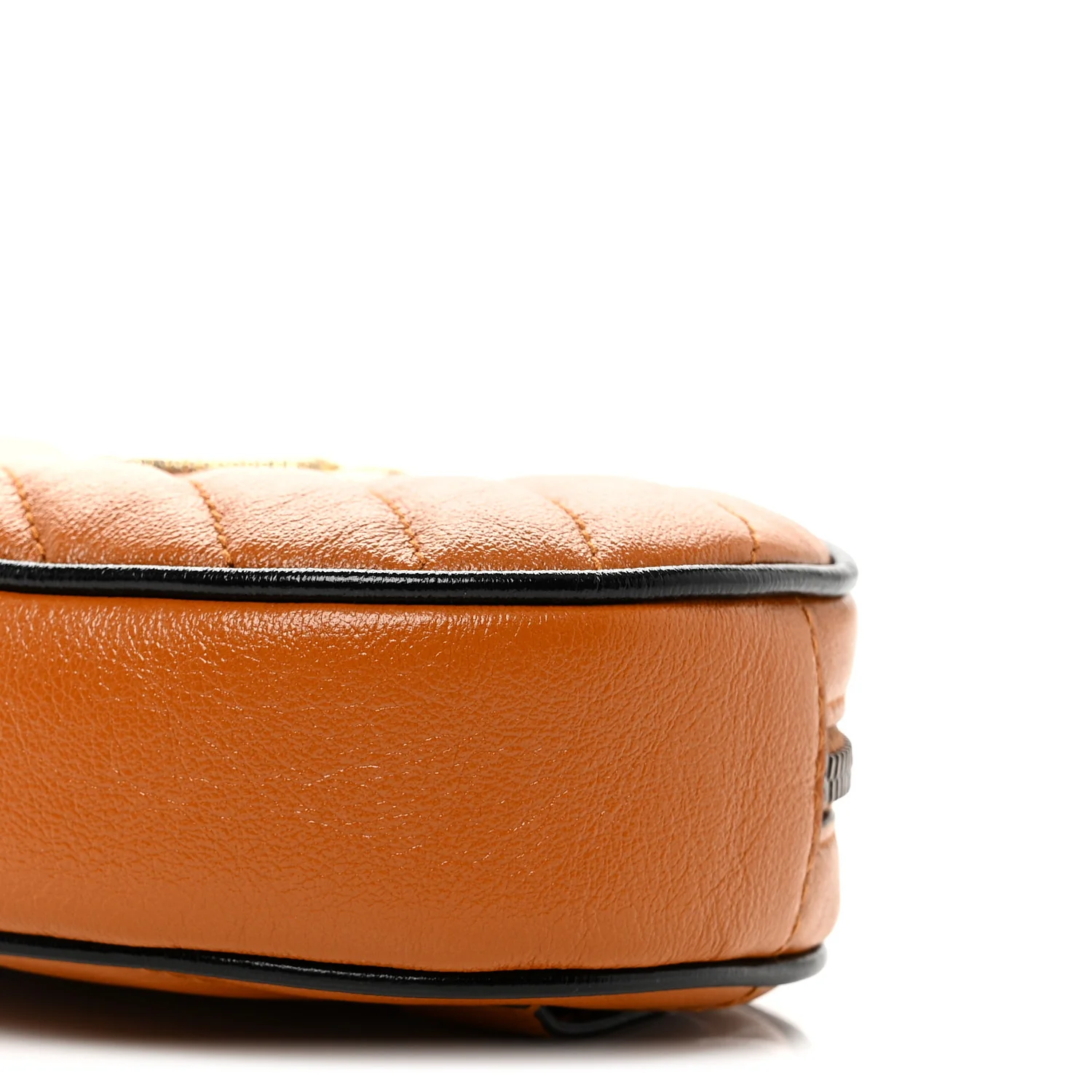 Vintage Effect Calfskin Matelasse Diagonal Torchon GG Marmont Belt Bag 95 38 Cognac