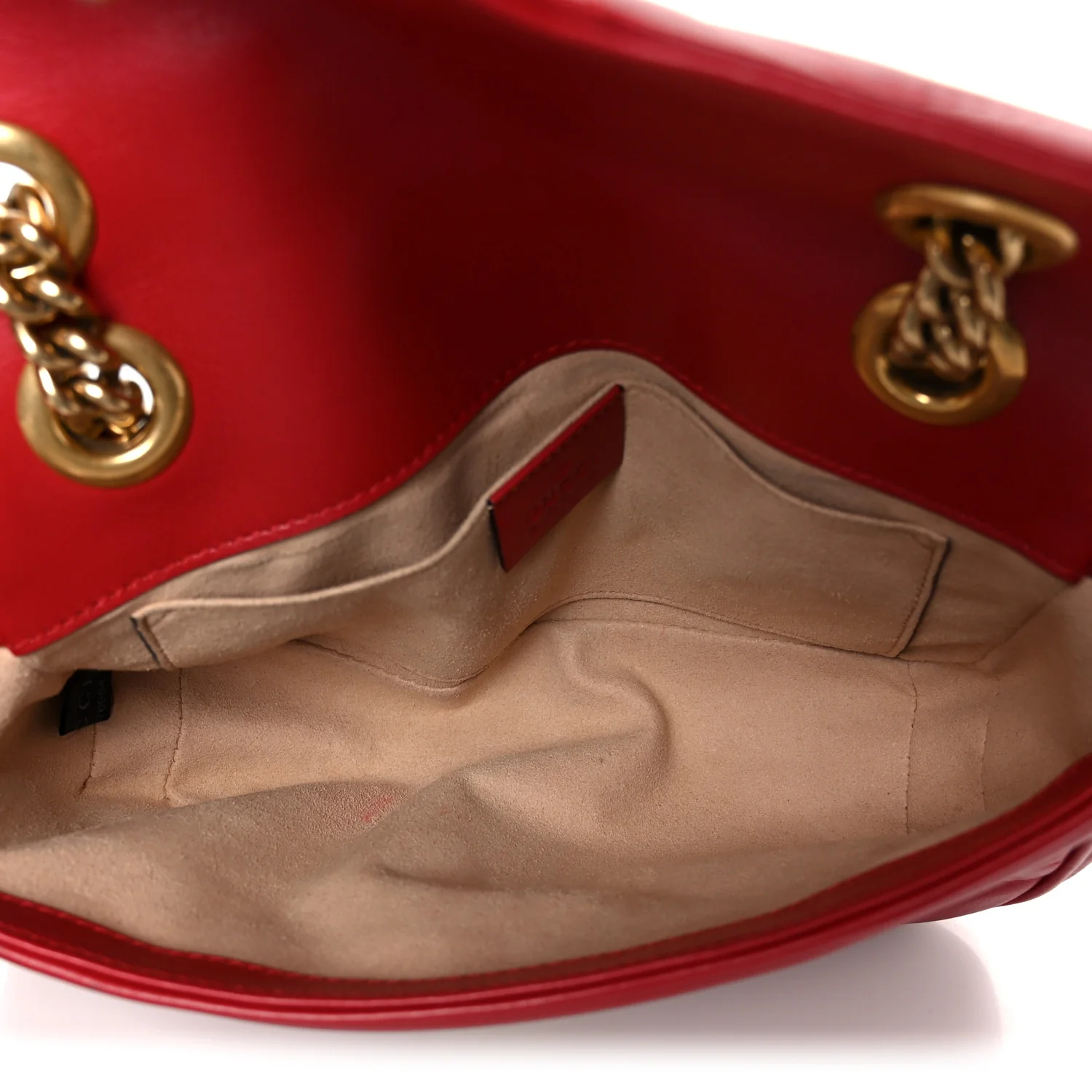 Calfskin Matelasse Mini GG Marmont Shoulder Bag Hibiscus Red