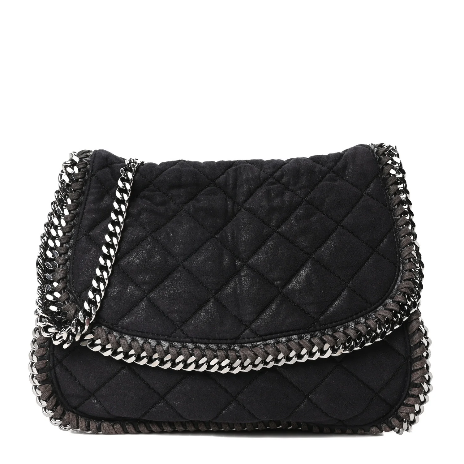 Shaggy Deer Quilted Falabella Shoulder Bag Black