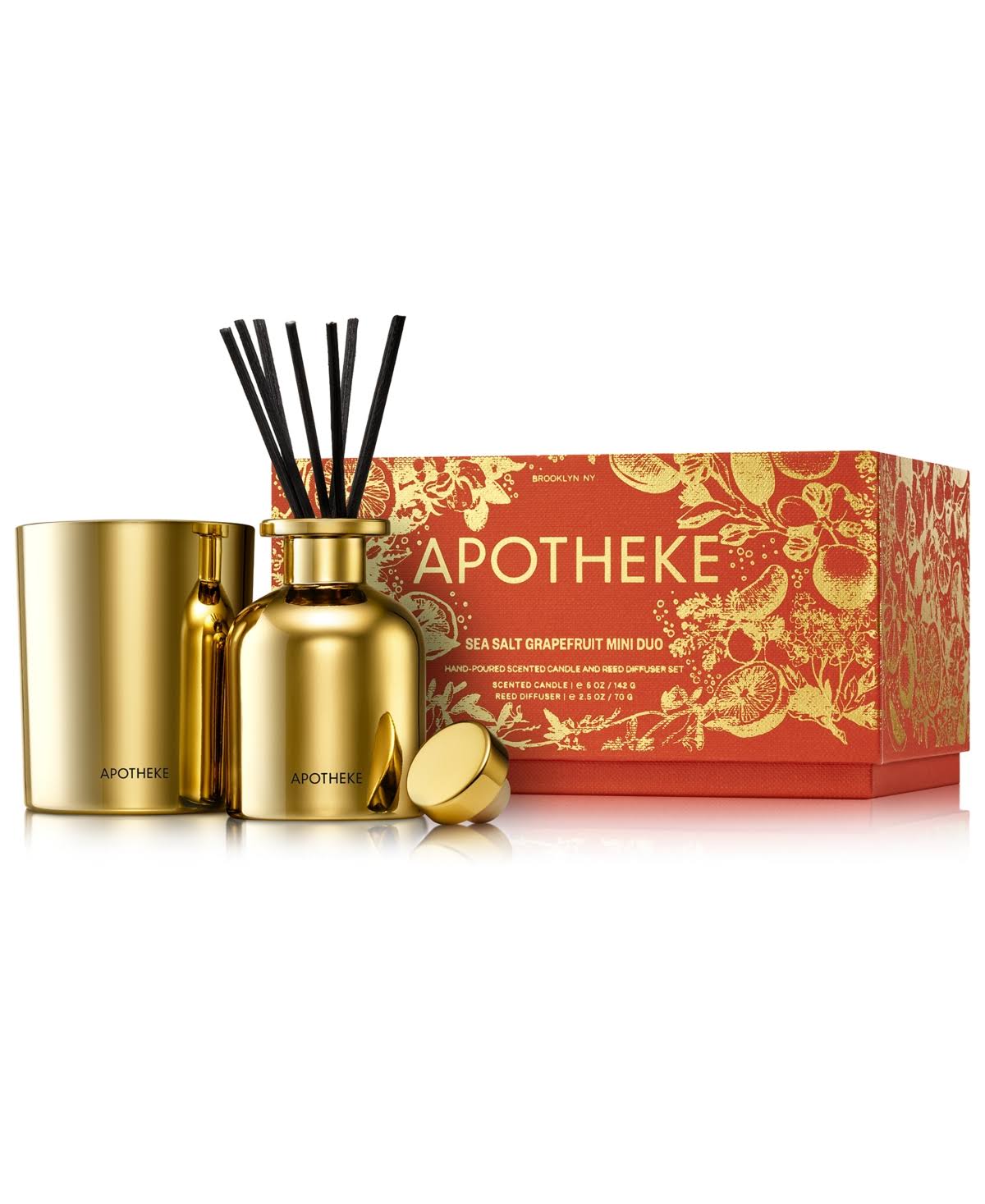 Apotheke Sea Salt Grapefruit Mini Scented Candle and Reed Diffuser Duo