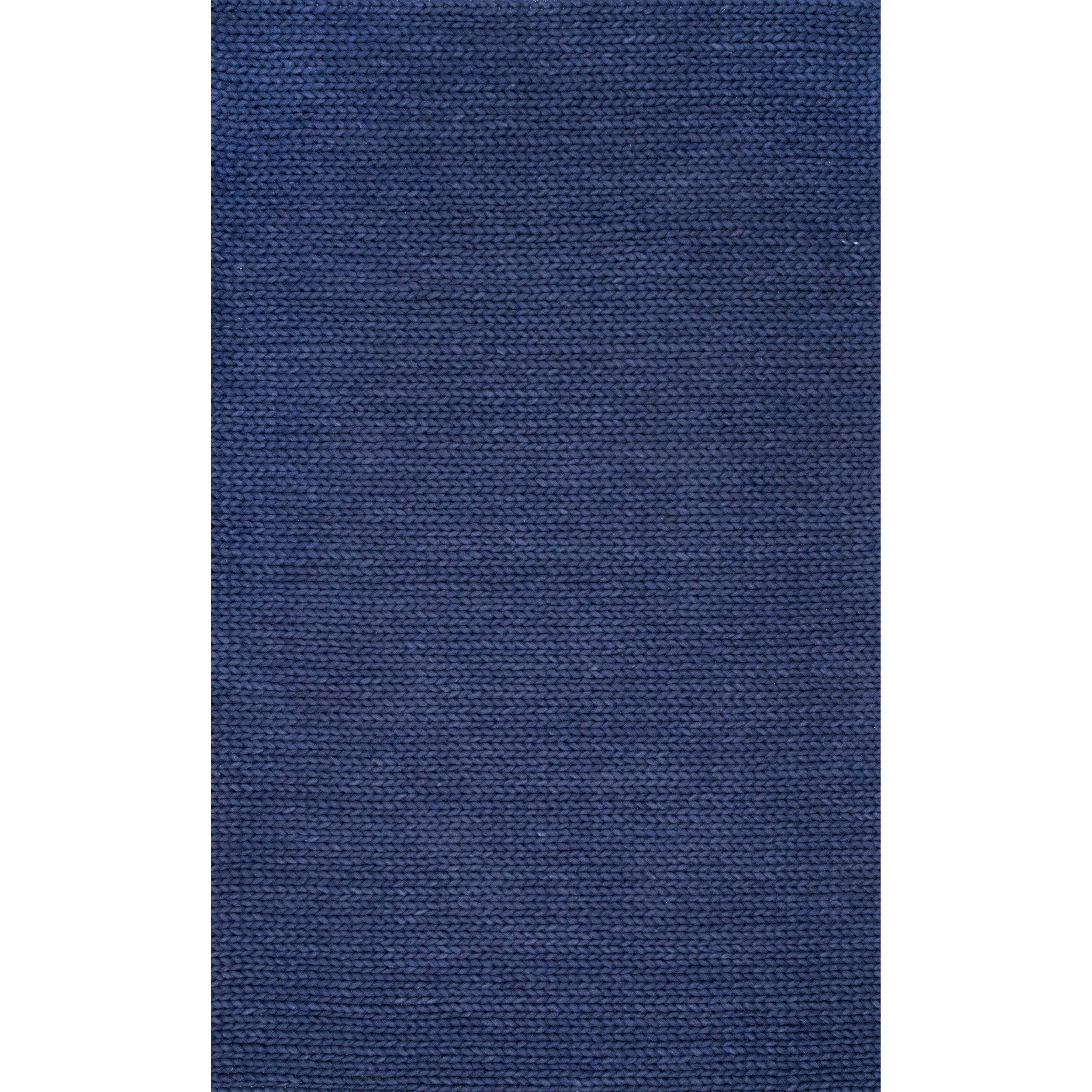 nuLOOM Hand Woven Chunky Woolen Cable Rug, Navy