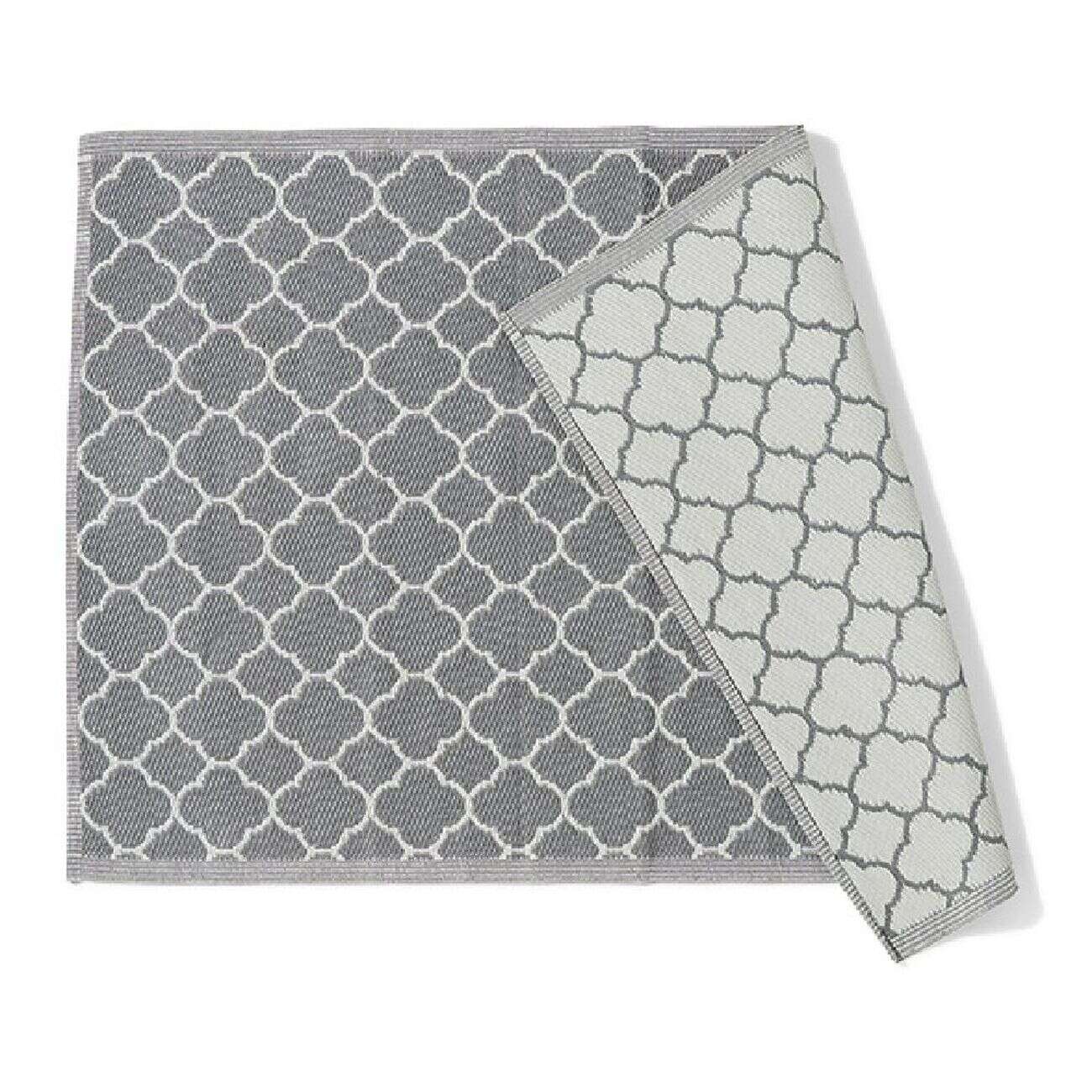 Tapis de jardin India motif chevron gris et blanc