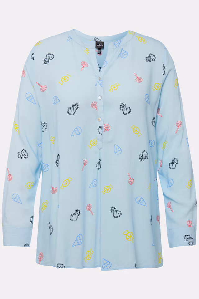 Comic Print Long Sleeve Blouse