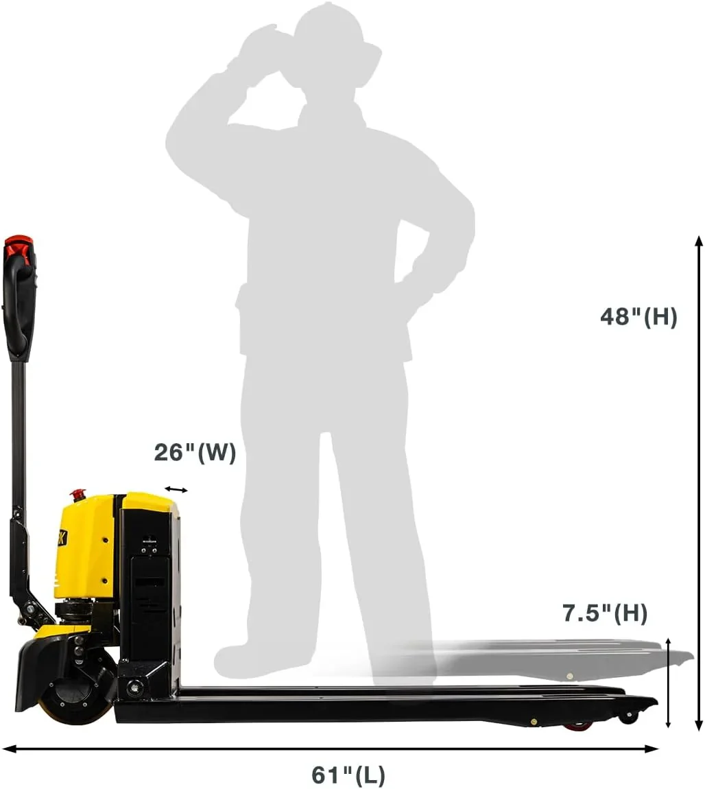 Stark USA Full Electric Pallet Jack Truck, 3300LB Capacity Motorized Pallet Lift Trucks, 48 x 27 Fork Size, Powered Lithium Battery Truck For Indoor Storage & Material Handling, Set Of 2