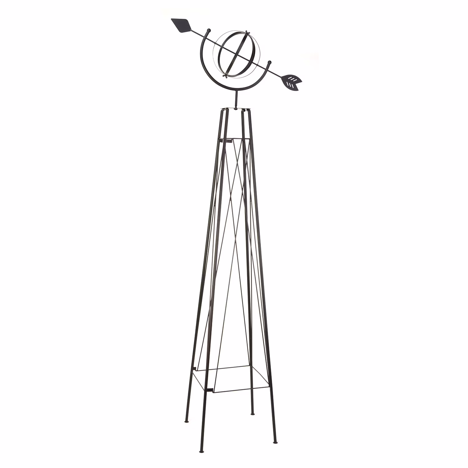 Panacea 86805 6 Ft Metal Garden Obelisk Trellis Sculpture with Armillary Topper